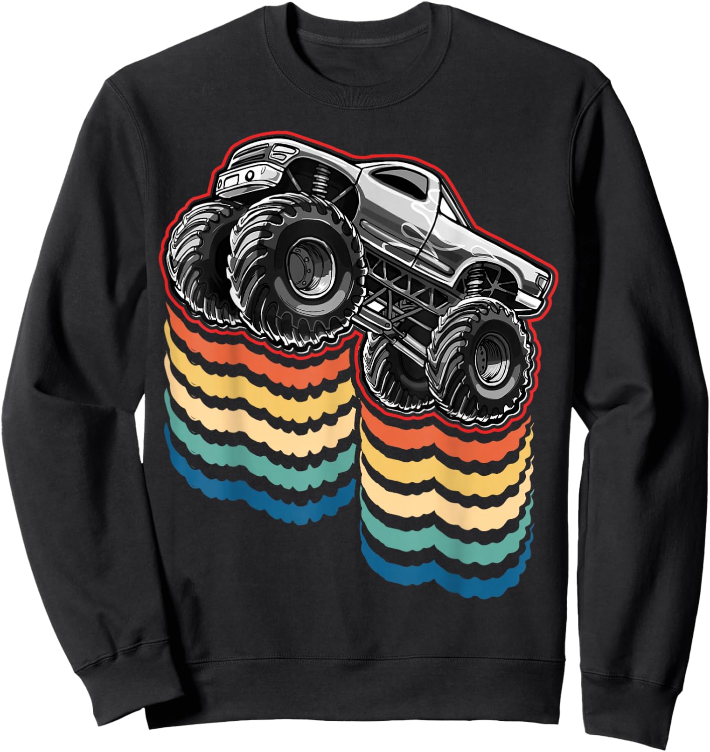 Retro Vintage Monster Truck Retro Silhouette Gift Boys Sweatshirt - Sweatshirt | Black