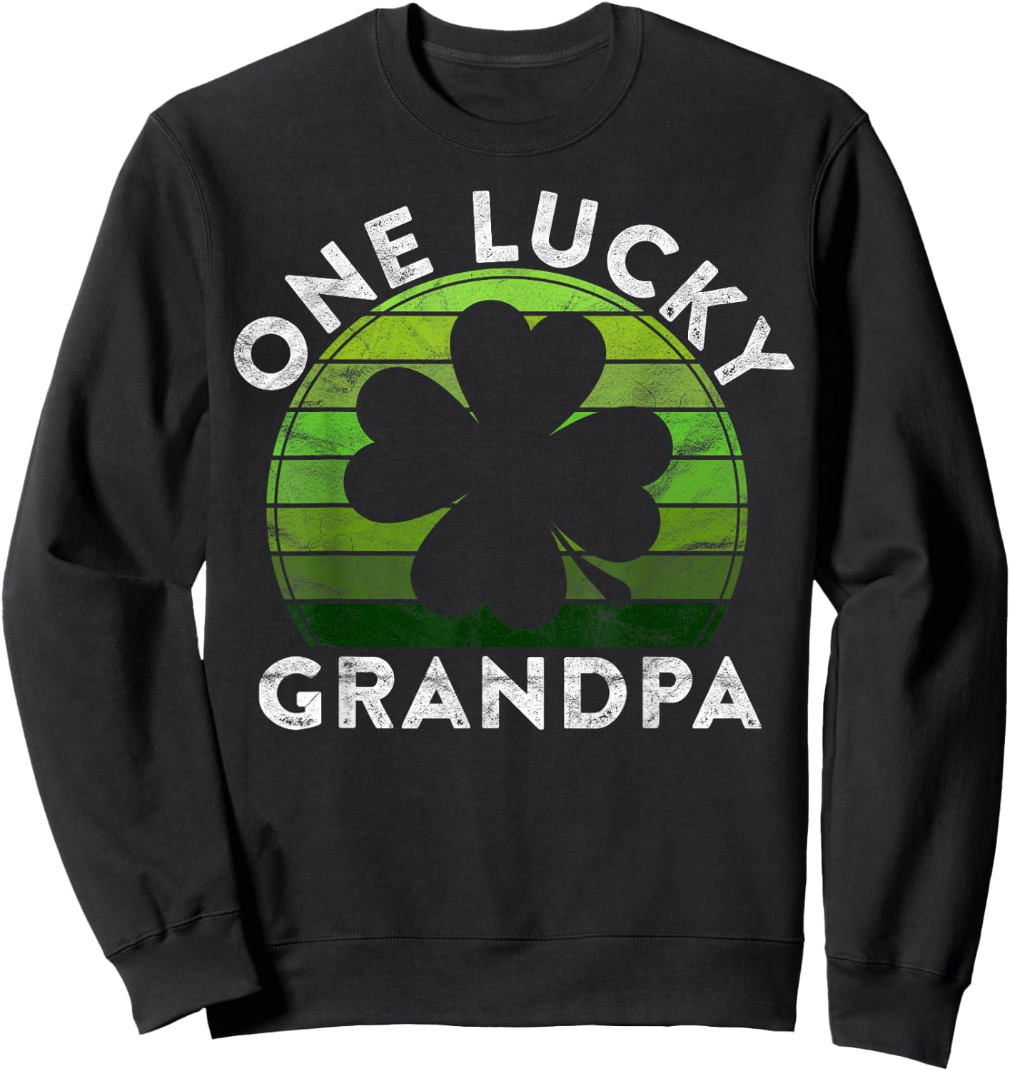 One Lucky Grandpa Gift Shamrock Sunset Irish St Patricks Day Sweatshirt - Sweatshirt | Black