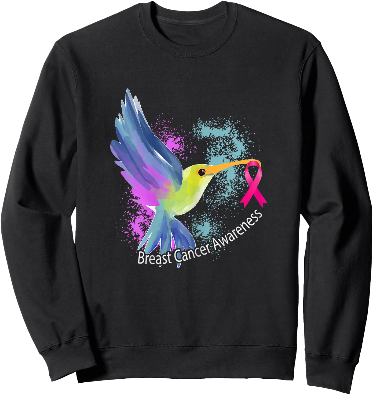 Pink Ribbon Bird Animal Gift Breast Cancer Awareness Sweatshirt - Sweatshirt | Black