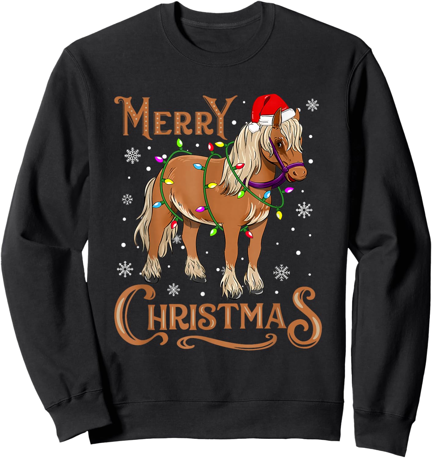 Christmas Gifts Boys Girls Men Women Christmas Pajamas Horse Sweatshirt - Sweatshirt | Black