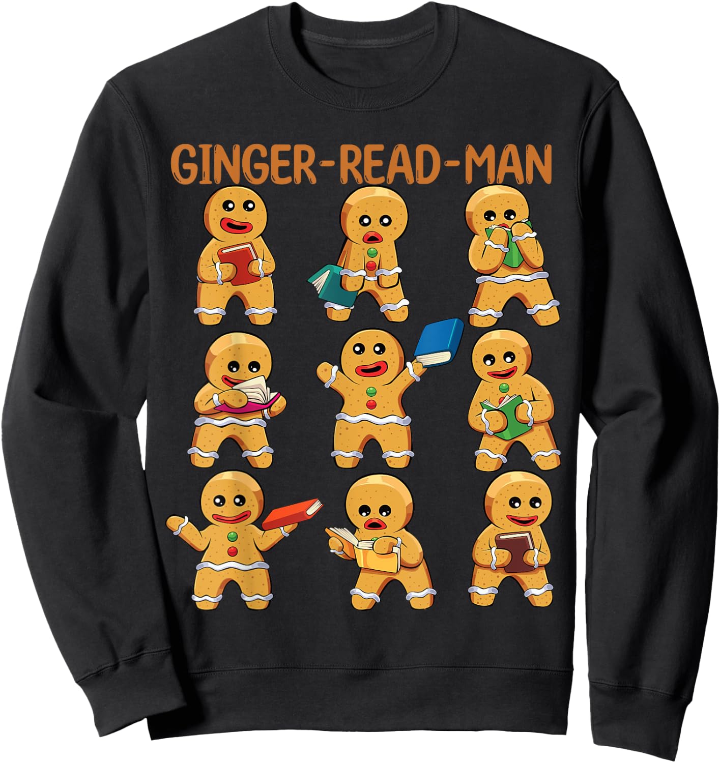 Christmas Book Reading Gingerbread Man for Kids Teachers Sweatshirt - Sweatshirt | Black