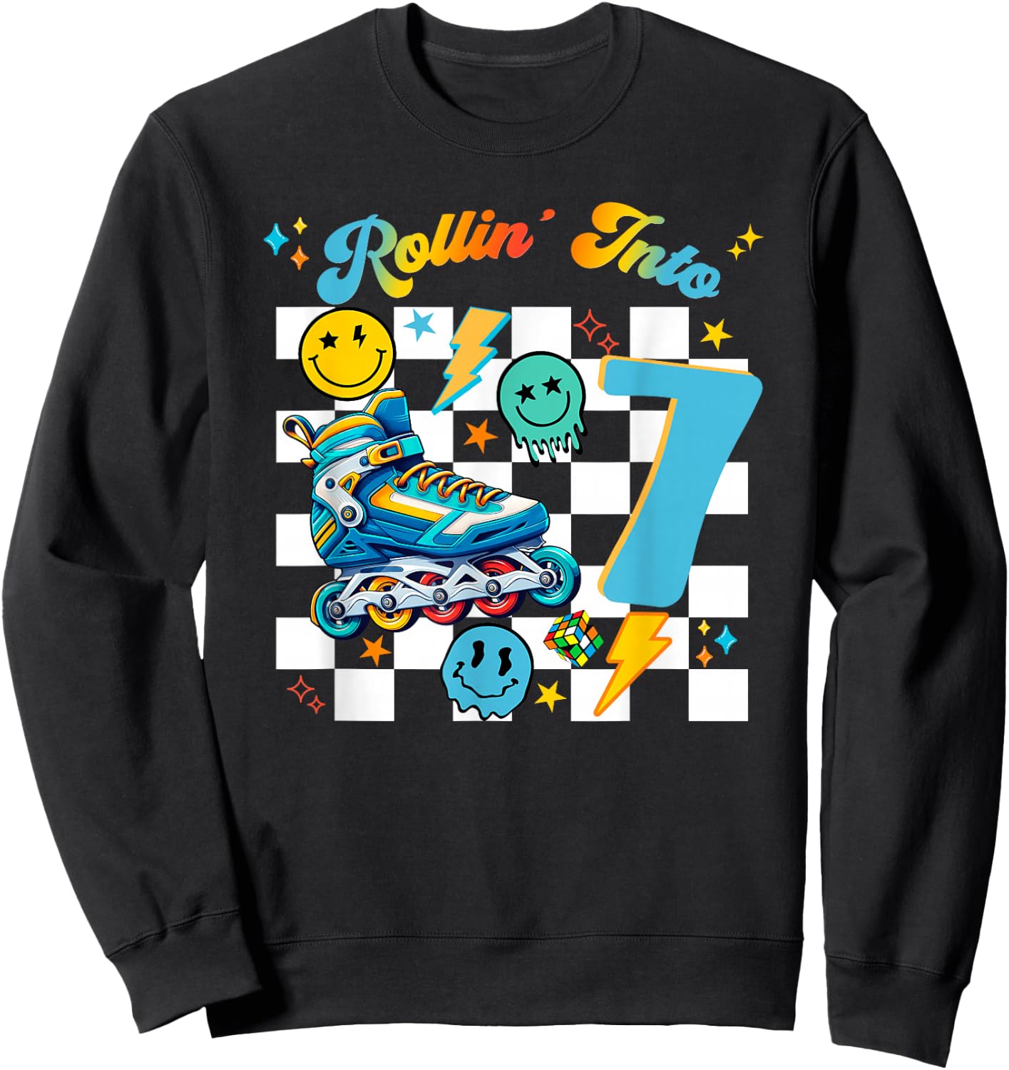 Roller Skating Birthday Dude Boy Roller Skates Retro Party Sweatshirt - Sweatshirt | Black