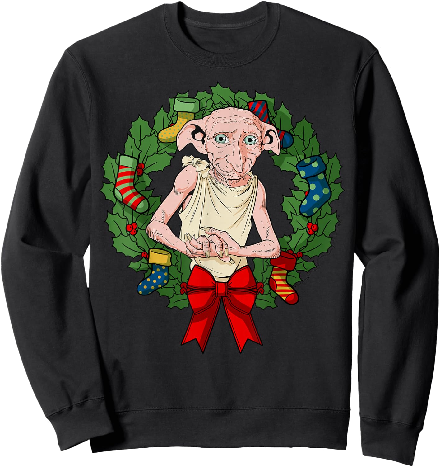 Harry Potter Christmas Dobby Wreath Sweatshirt - Sweatshirt | Black