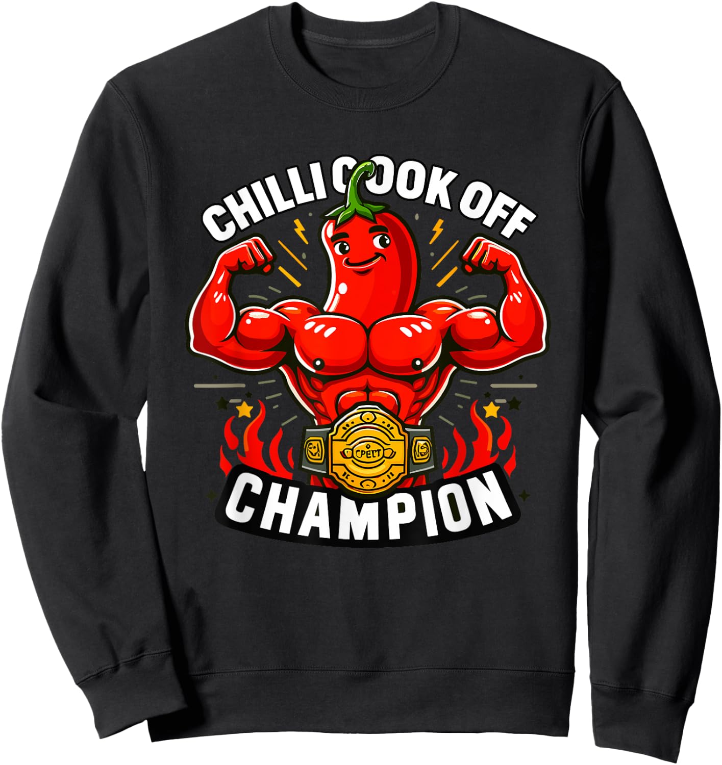 Funny Chili Cook Off Champion Chef Peppers Spicy Food Sweatshirt - Sweatshirt | Black