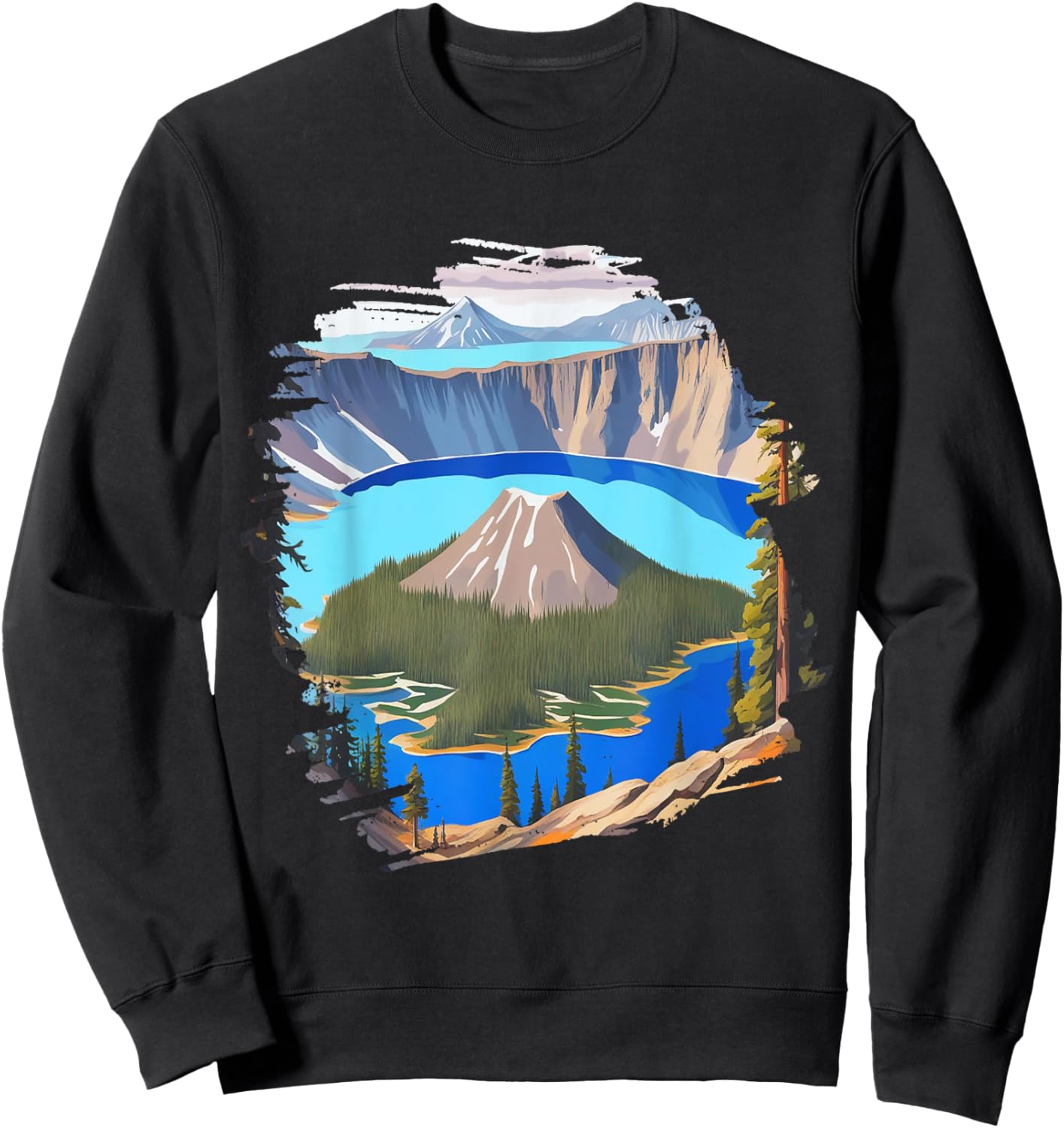 Hiking National Park Crater Lake Oregon Volcano Outfit Sweatshirt - Sweatshirt | Black