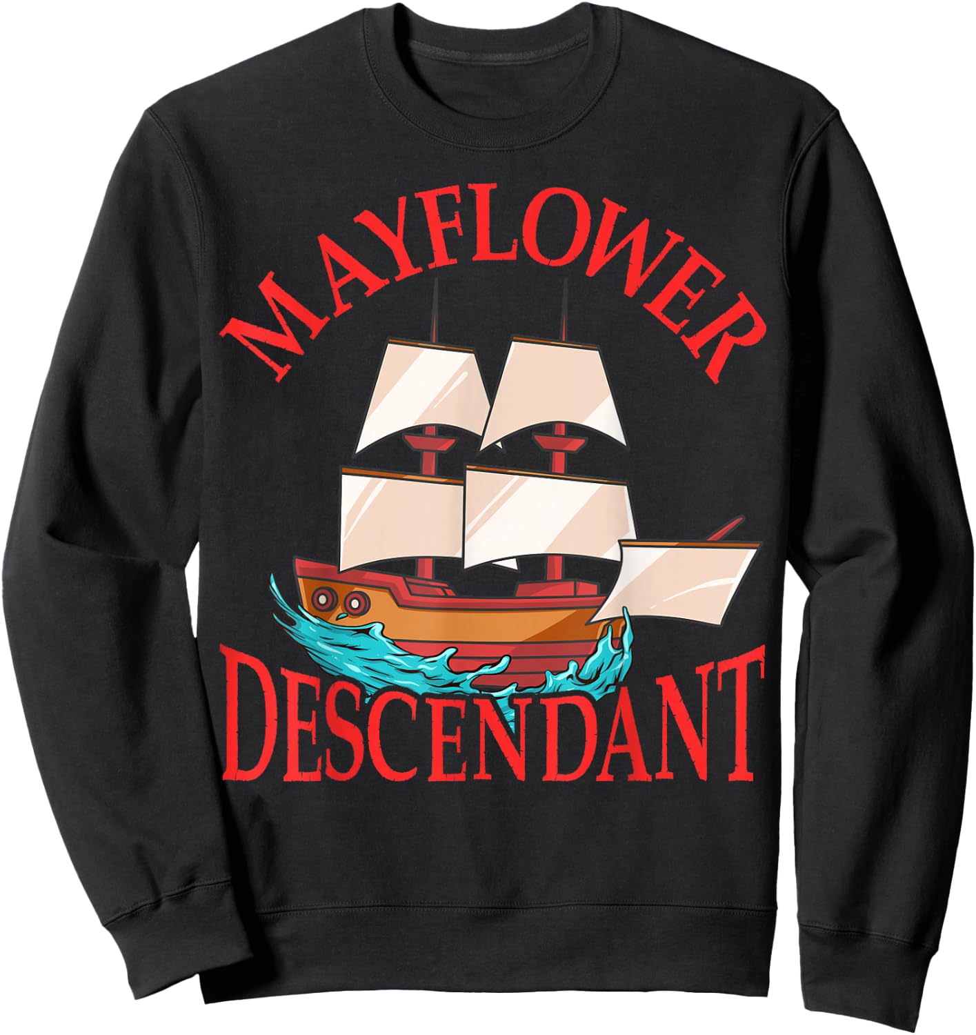 Kids Mayflower Descendant Ship History Gift Pilgrim Fathers Sweatshirt - Sweatshirt | Black