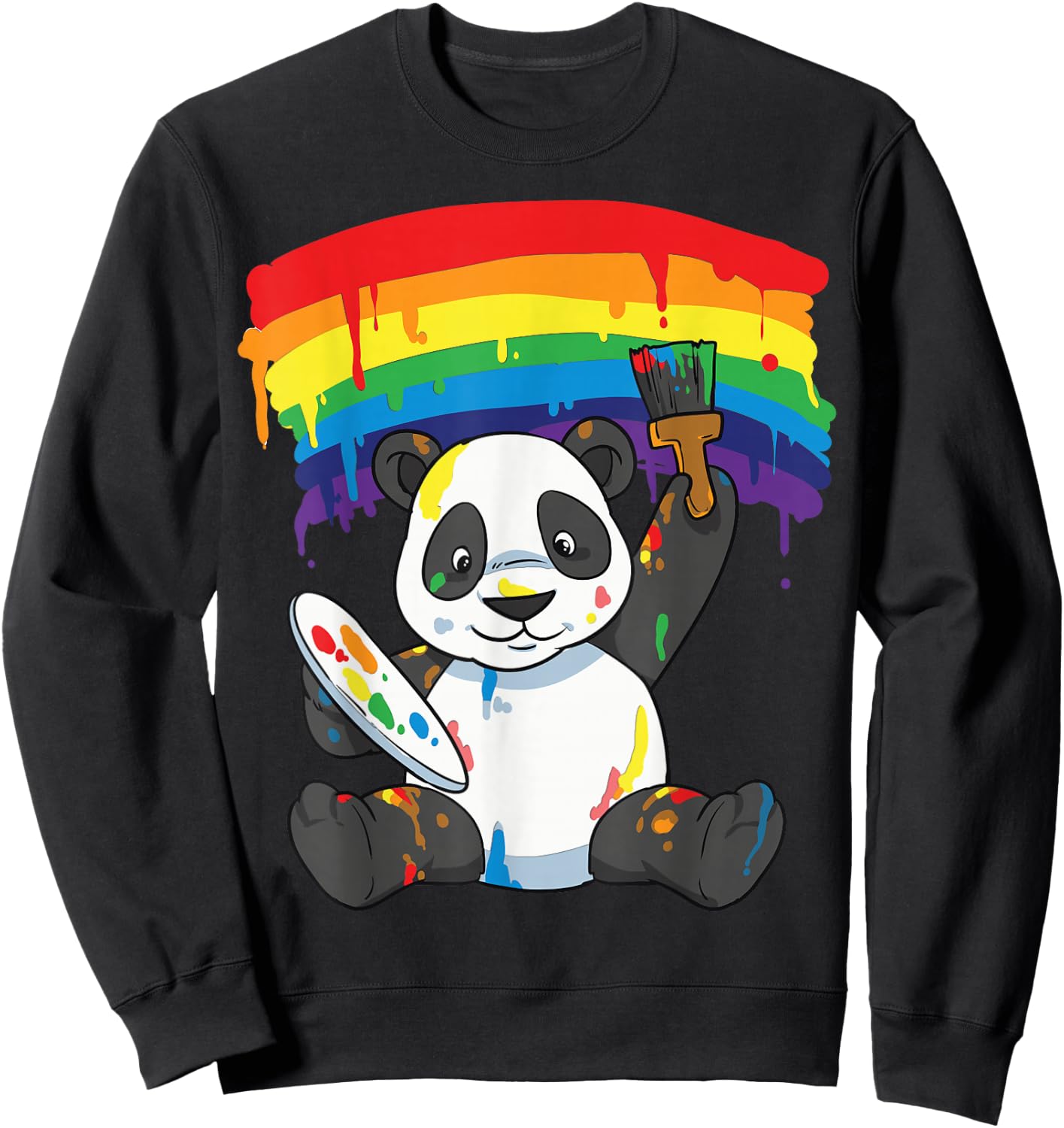 Panda Pride Gay Lesbian Queer LGBT Rainbow Flag LGBTQA+ Sweatshirt - Sweatshirt | Black