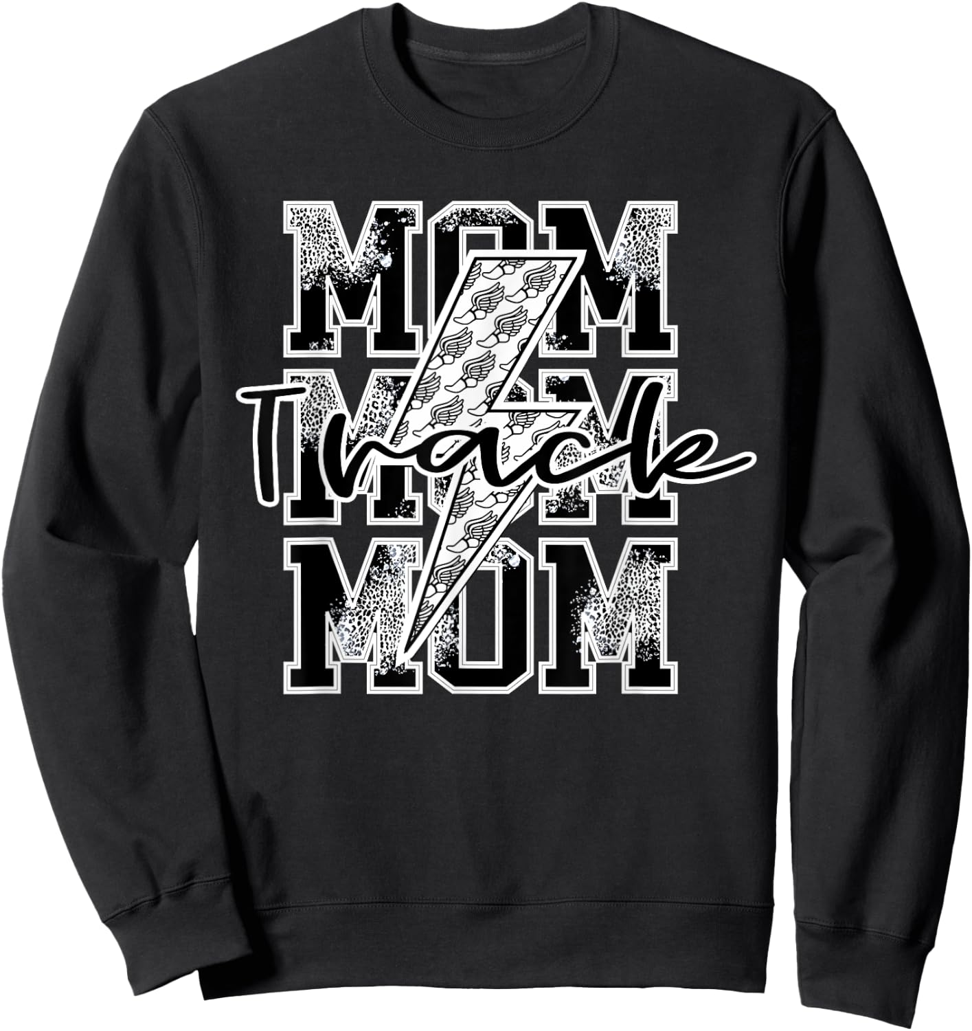 Track Mom Lightning Bolt Cross Country Mom Running Shoe Mom Sweatshirt - Sweatshirt | Black