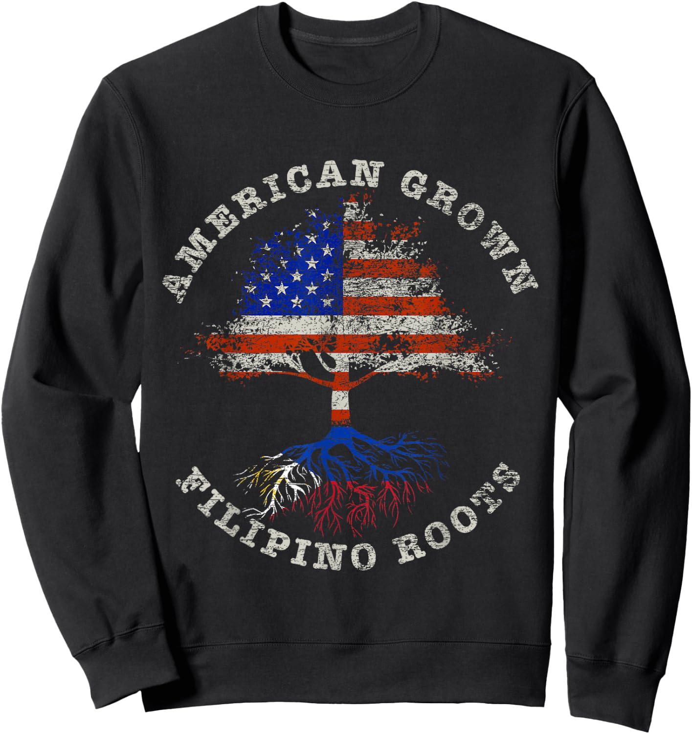 American Grown With Filipino Roots Philippines Sweatshirt - Sweatshirt | Black