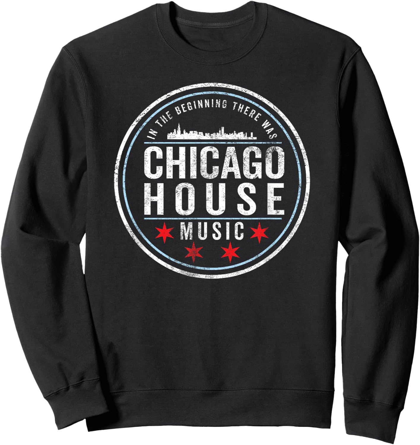 Chicago House Music - EDM DJ Vintage Sweatshirt - Sweatshirt | Black