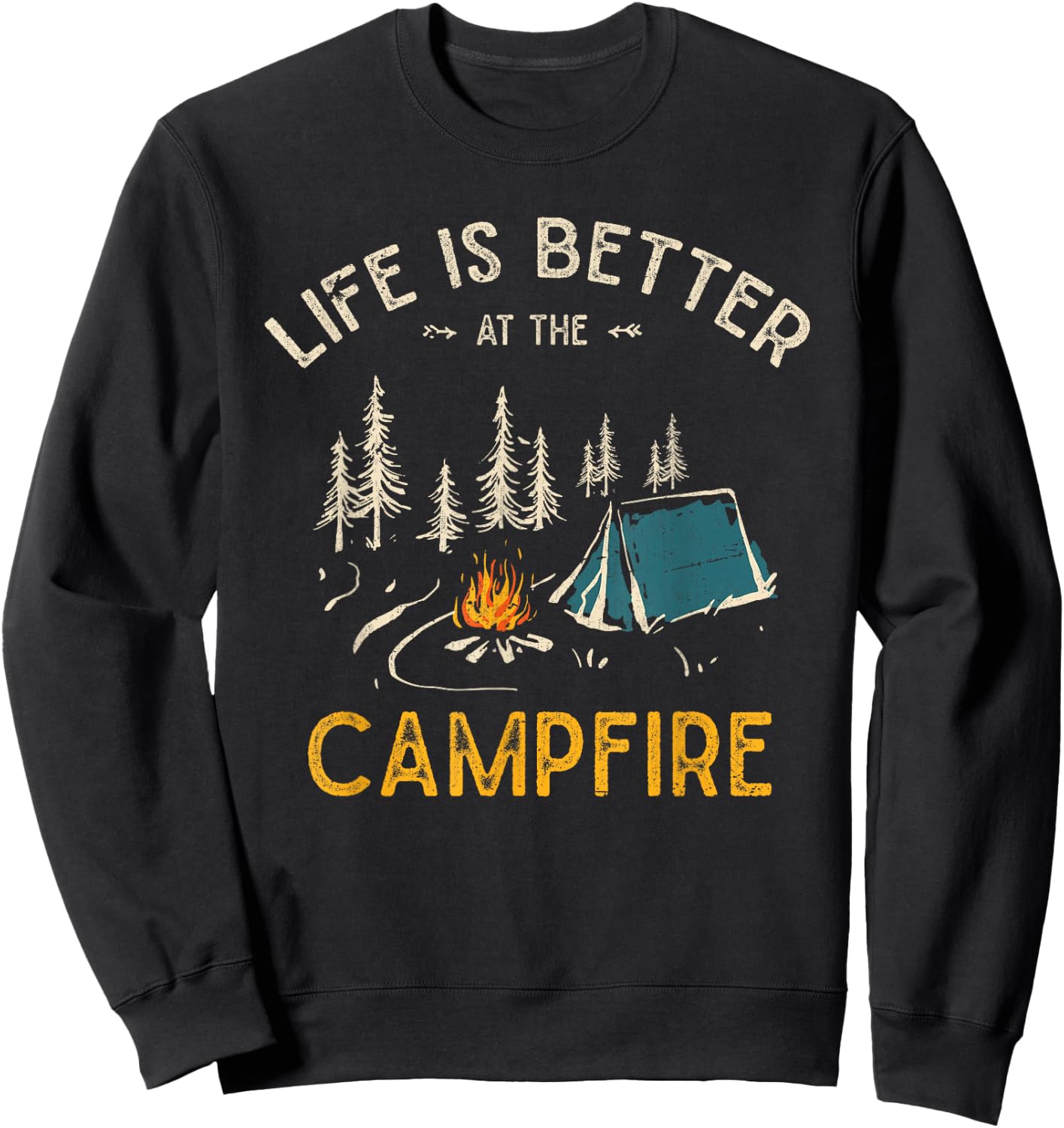 Das Leben ist besser am Lagerfeuer Funny Camper Camping Sweatshirt - Sweatshirt | Black