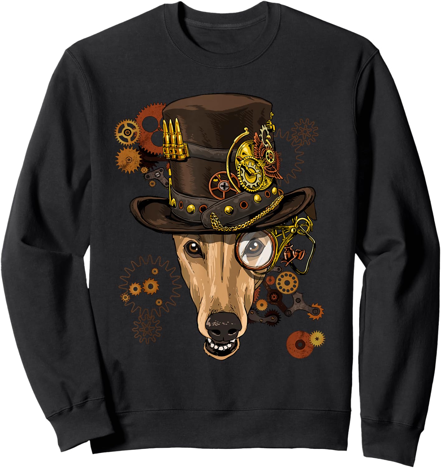 Greyhound Steampunk Dog Medieval Victorian Greyhound Lover Sweatshirt - Sweatshirt | Black