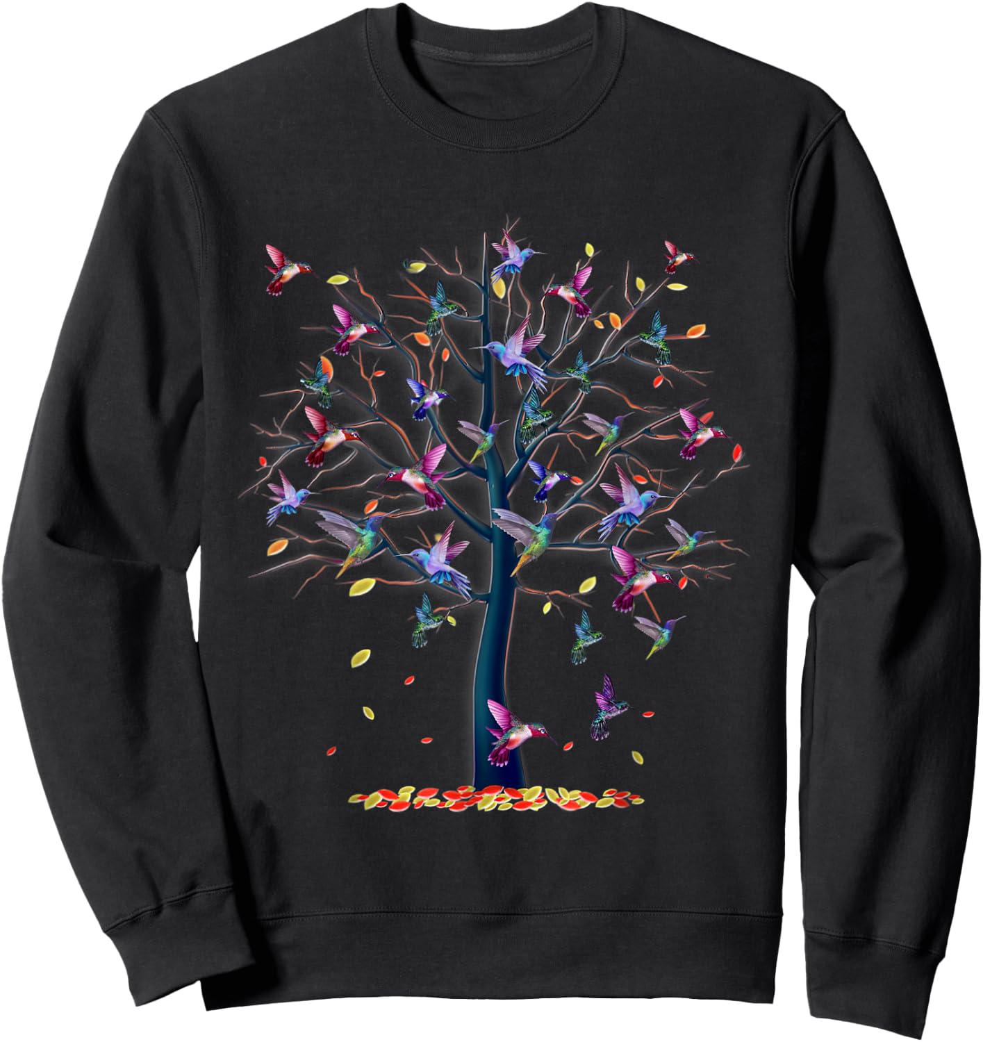 Hummingbird Tree Beautiful Tropical Bird Sweatshirt - Sweatshirt | Black