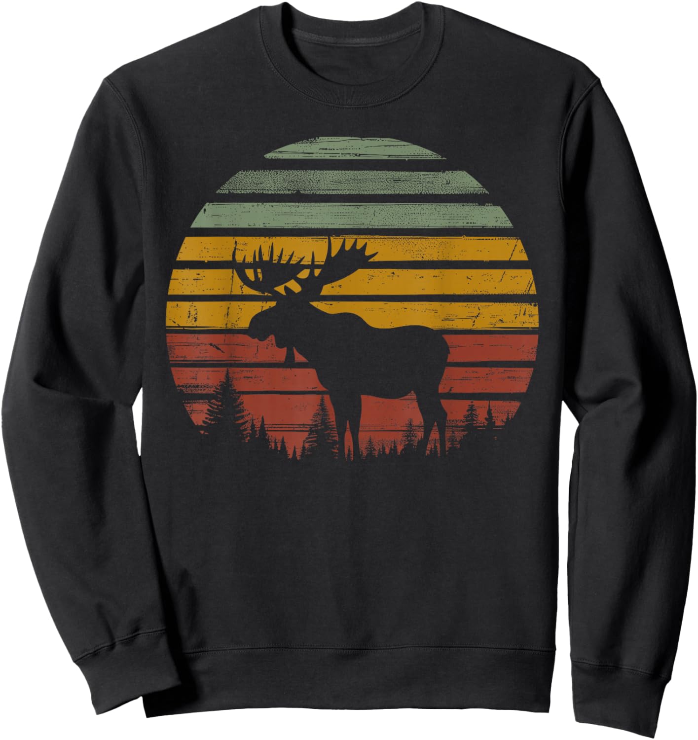 Moose Retro Vintage 80s Funny Moose Lover Gift Animals Lover Sweatshirt - Sweatshirt | Black