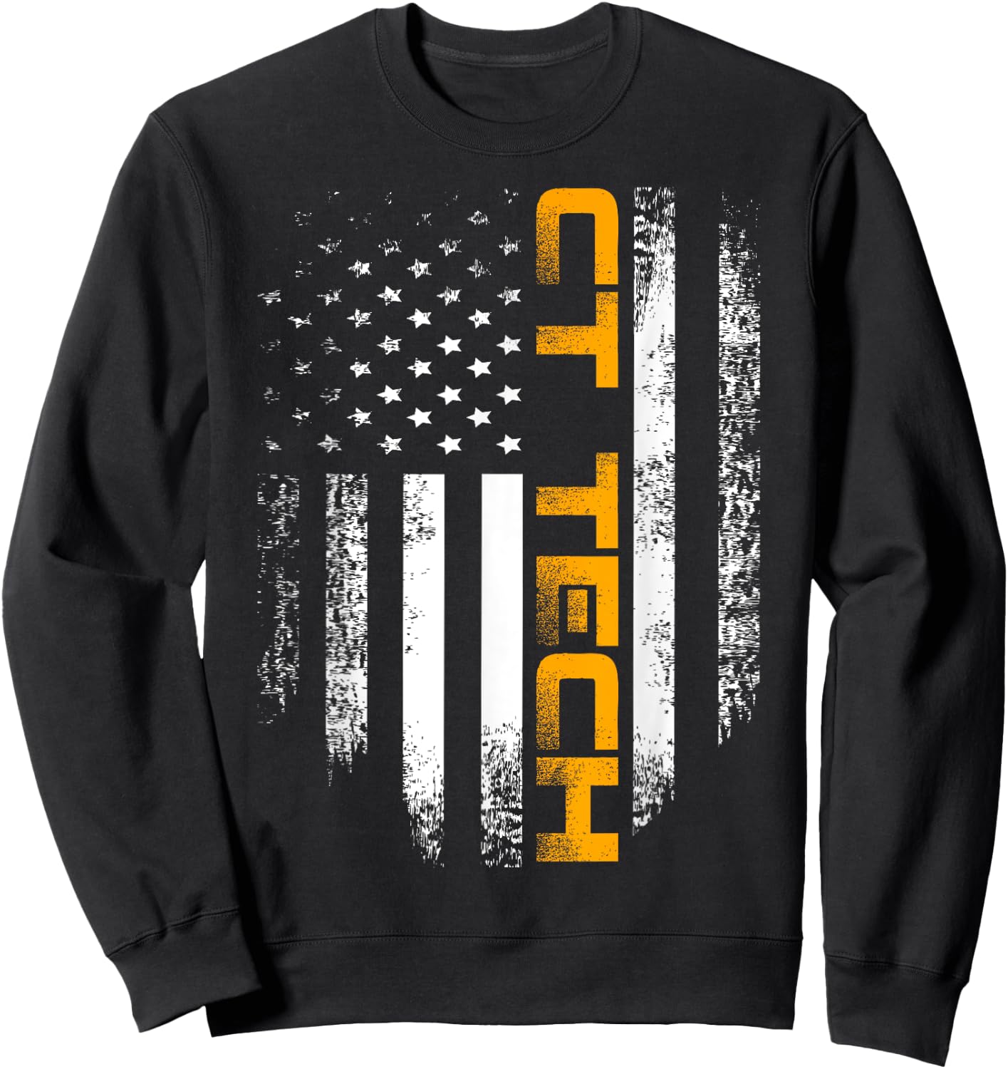 Vintage CT Tech With American Flag For Doctor Gift Sweatshirt - Sweatshirt | Black
