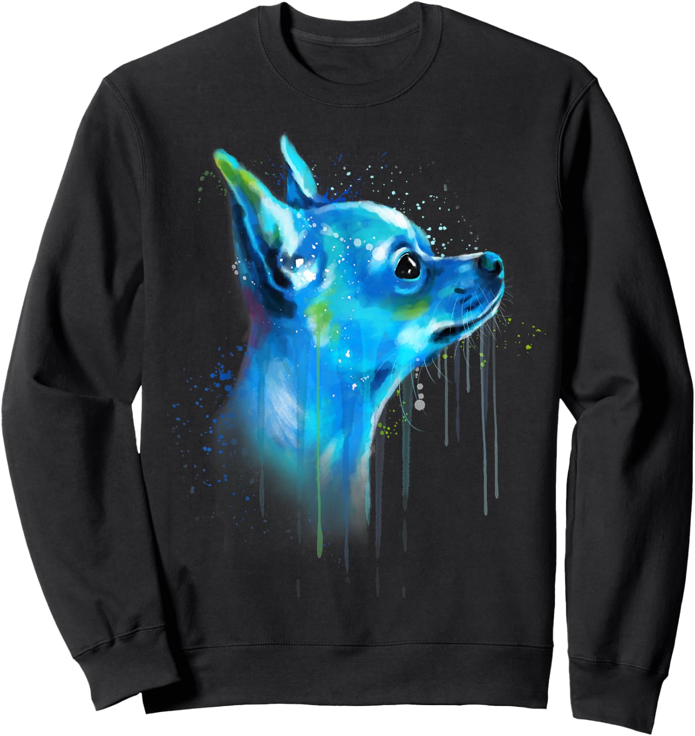 Cute Chihuahua Watercolor Painting Art Sweatshirt - Sweatshirt | Black