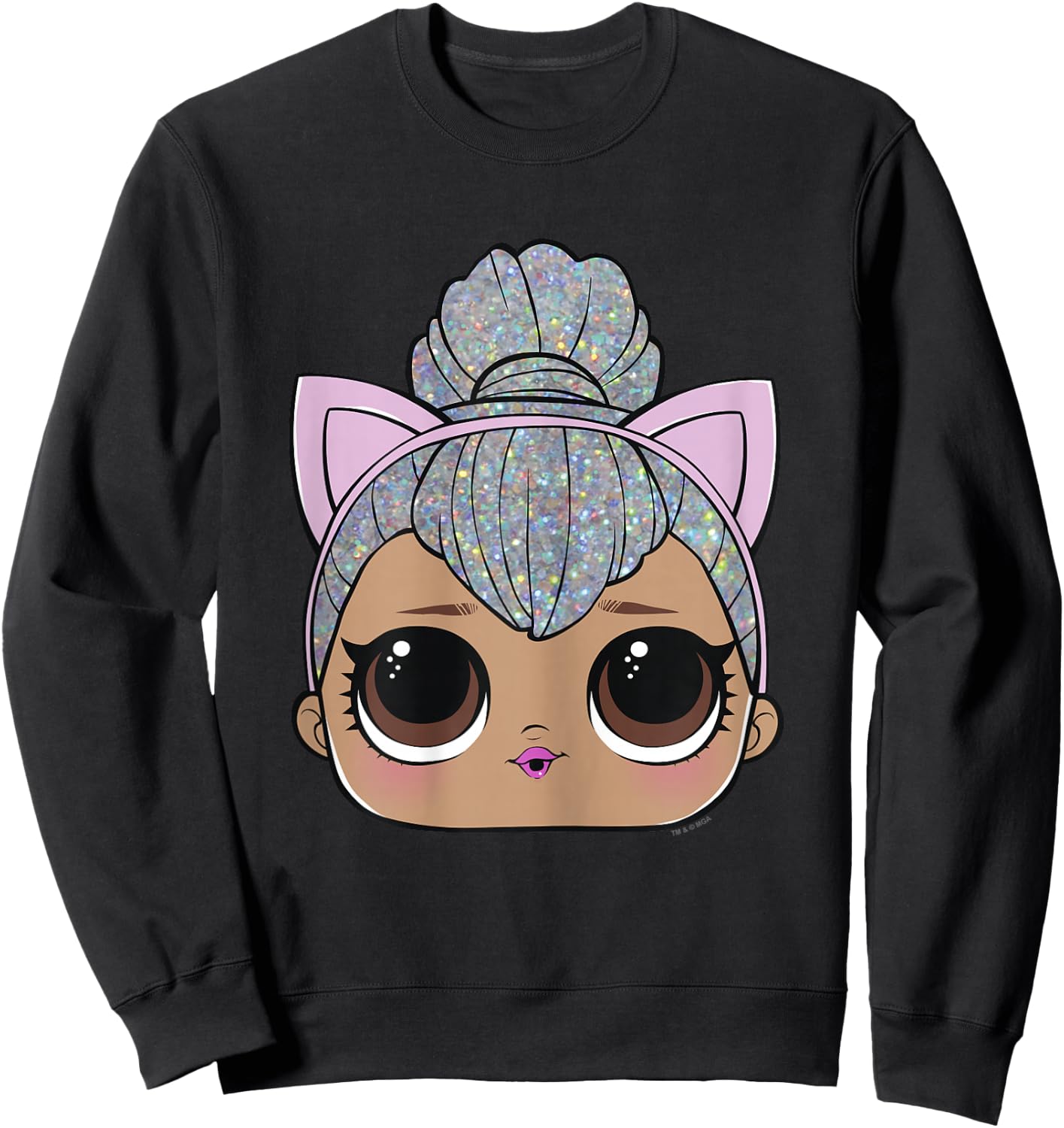 LOL Surprise Kitty Queen Big Face Sweatshirt - Sweatshirt | Black