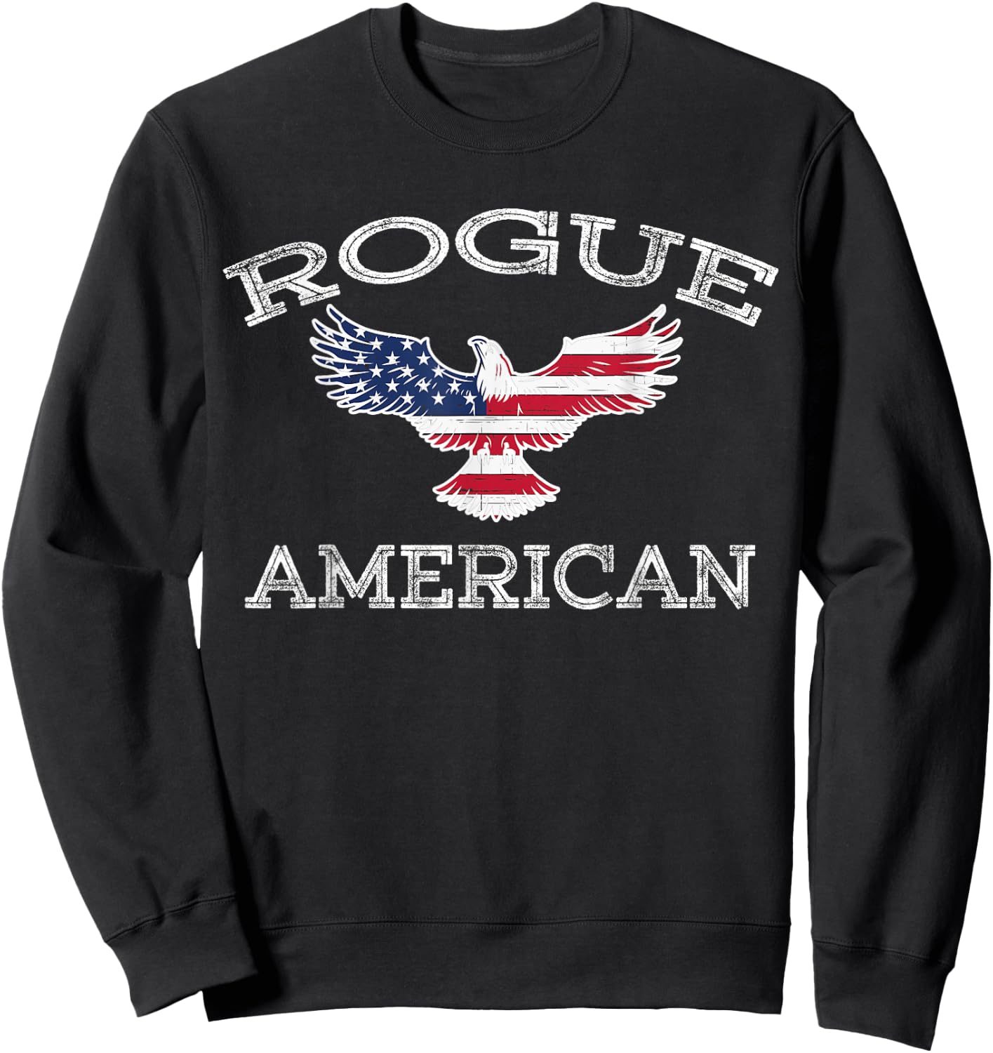 Rogue America Distressed USA Flag Eagle Sweatshirt - Sweatshirt | Black