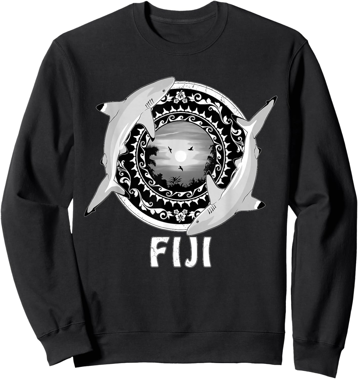 Fiji blacktip reef shark, Republic of Fiji Islands Sweatshirt - Sweatshirt | Black