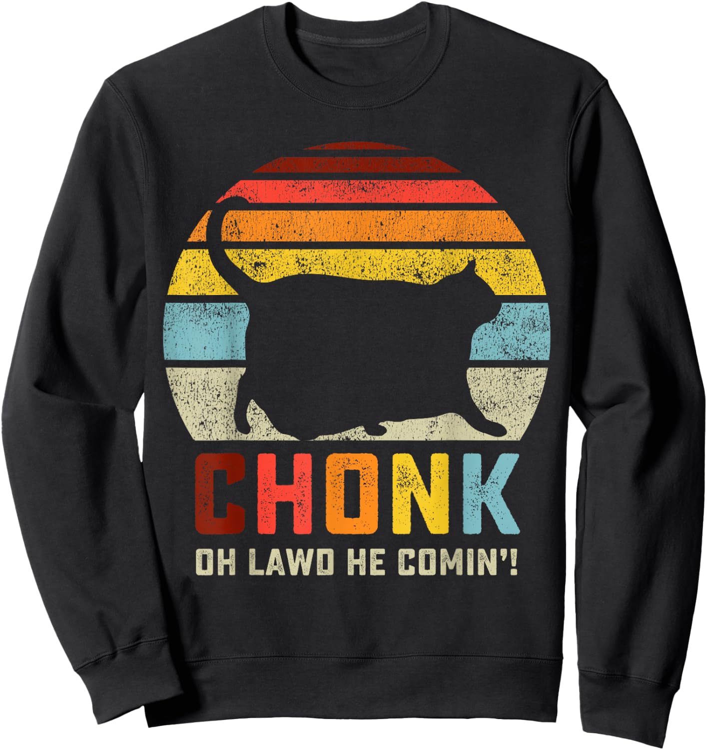 Chonk Cat Scale Meme Funny Retro Style Vintage Cats Memes Sweatshirt - Sweatshirt | Black