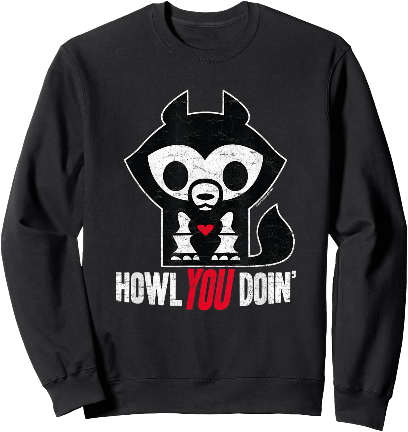 Skelanimals Jae Wolf Vintage Faded Howl You Doin' Logo Sweatshirt - Sweatshirt | Black