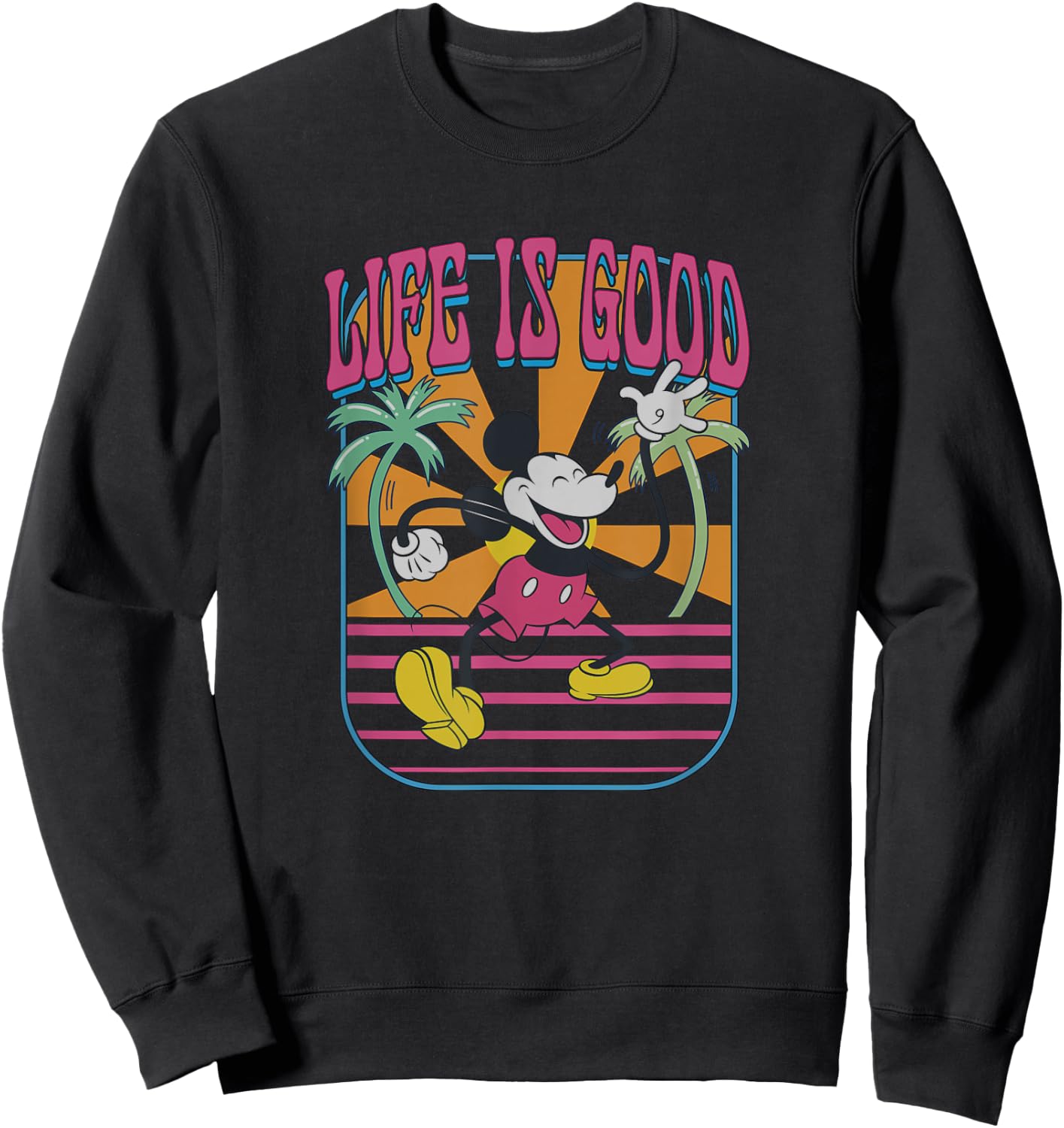 Disney Mickey and Friends Life is Good Summer Vibes Vintage Sweatshirt - Sweatshirt | Black