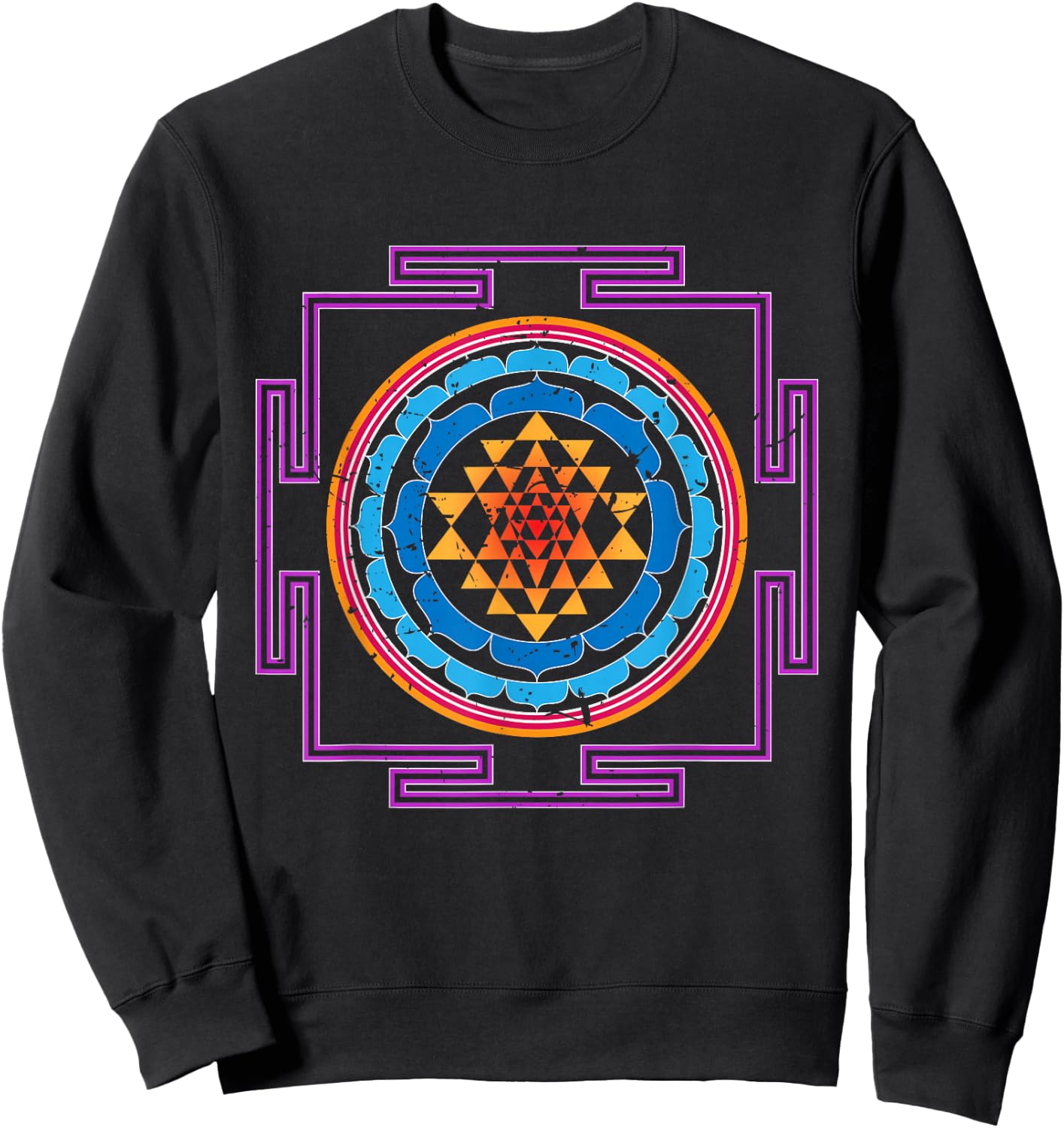 Colored Luck and Prosperity SRI YANTRA Sweatshirt - Sweatshirt | Black