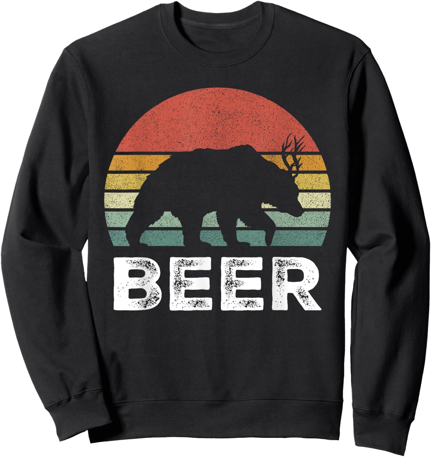 Retro Bear Deer Shirt Animal Lover Gifts Funny Beer Vintage Sweatshirt - Sweatshirt | Black