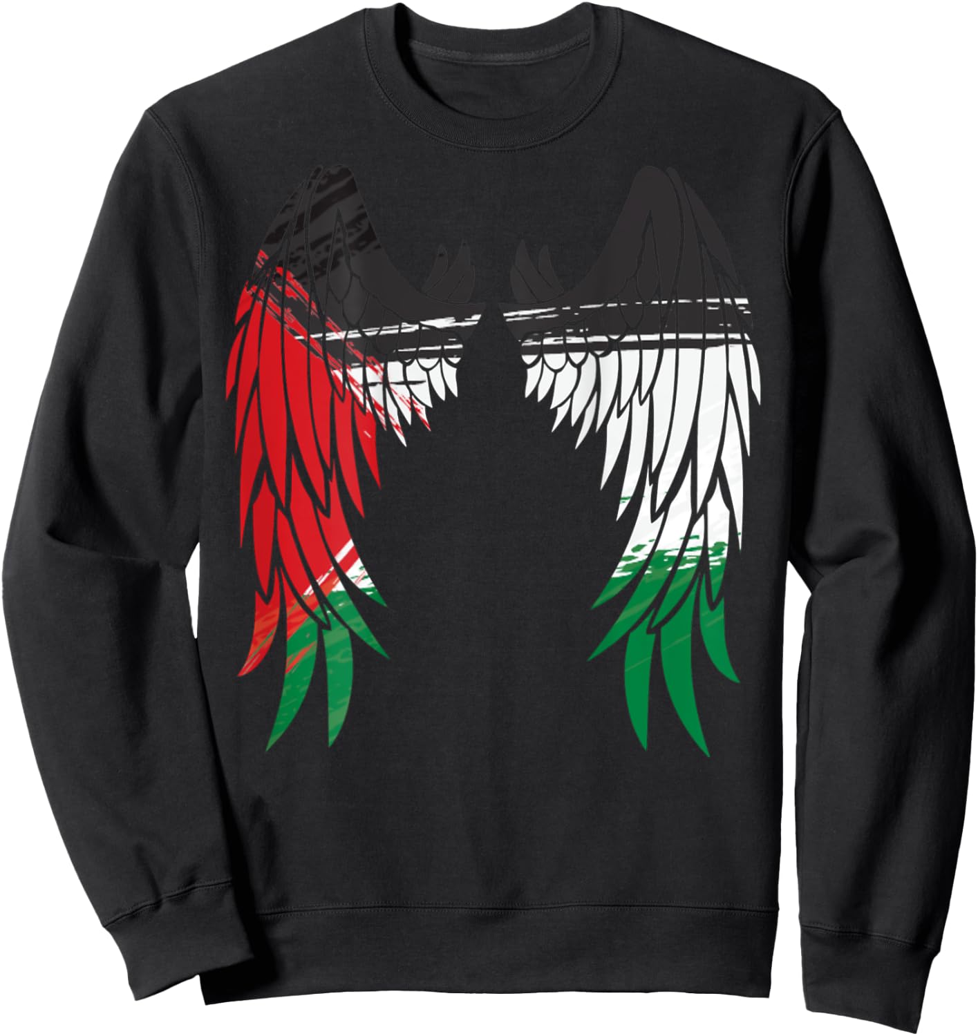 Palestine Flag Dad On Back Side Palestinian Angel Kids Wings Sweatshirt - Sweatshirt | Black