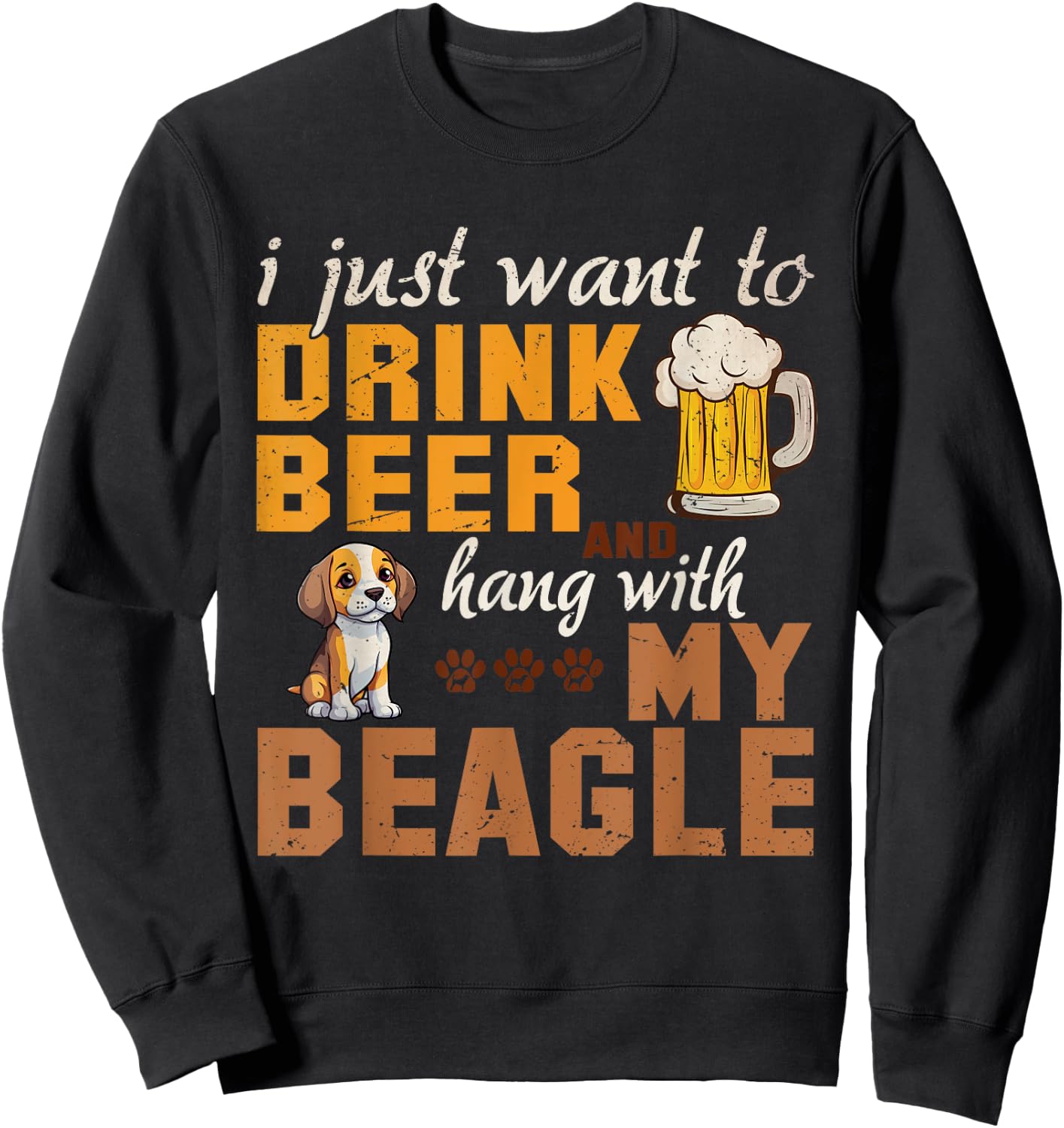 Beagle Dad Funny Father's Day Dog Lover Beer Daddy Cute Men Women Sweatshirt - Sweatshirt | Black