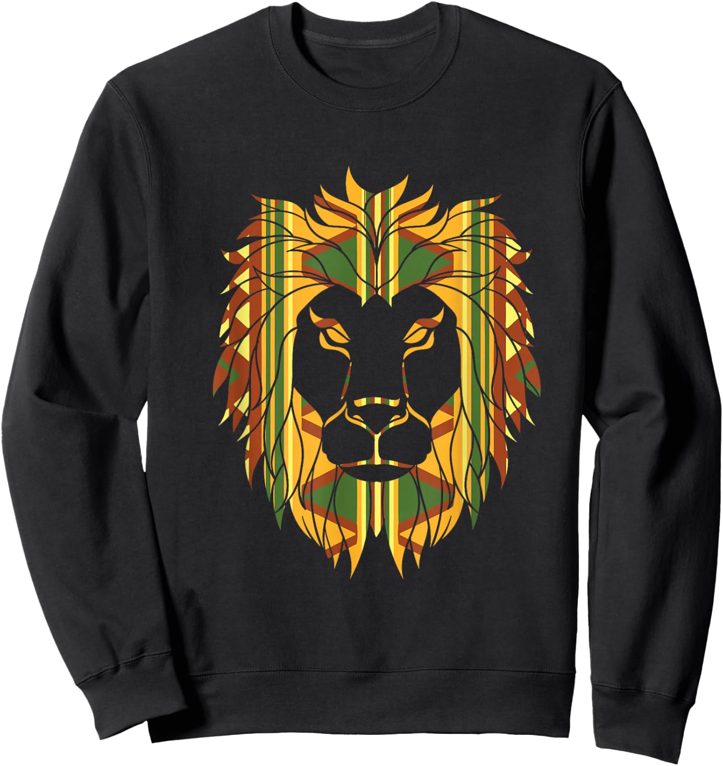 Melanin King Kente Lion African Sweatshirt - Sweatshirt | Black