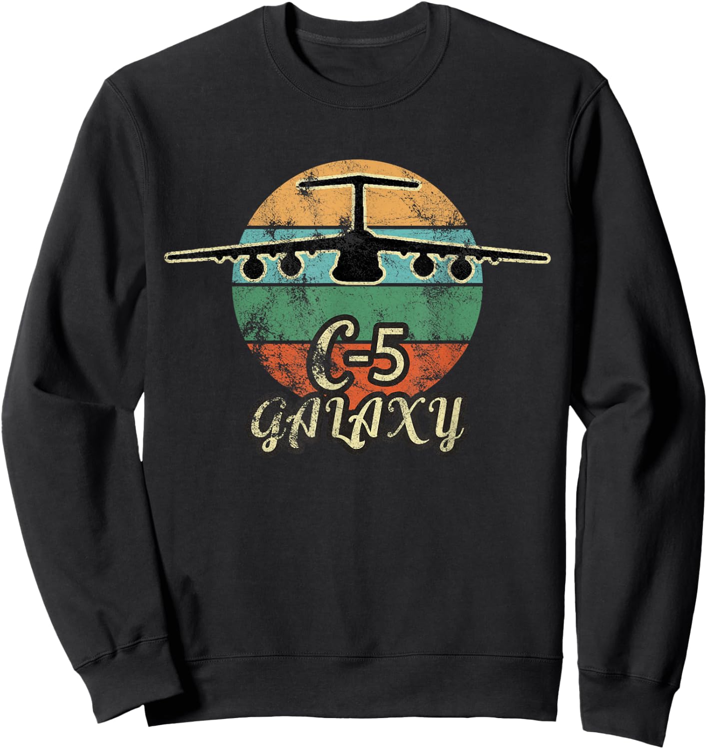 C-5 Galaxy Vintage Sunset Airlift Cargo Airplane Sweatshirt - Sweatshirt | Black