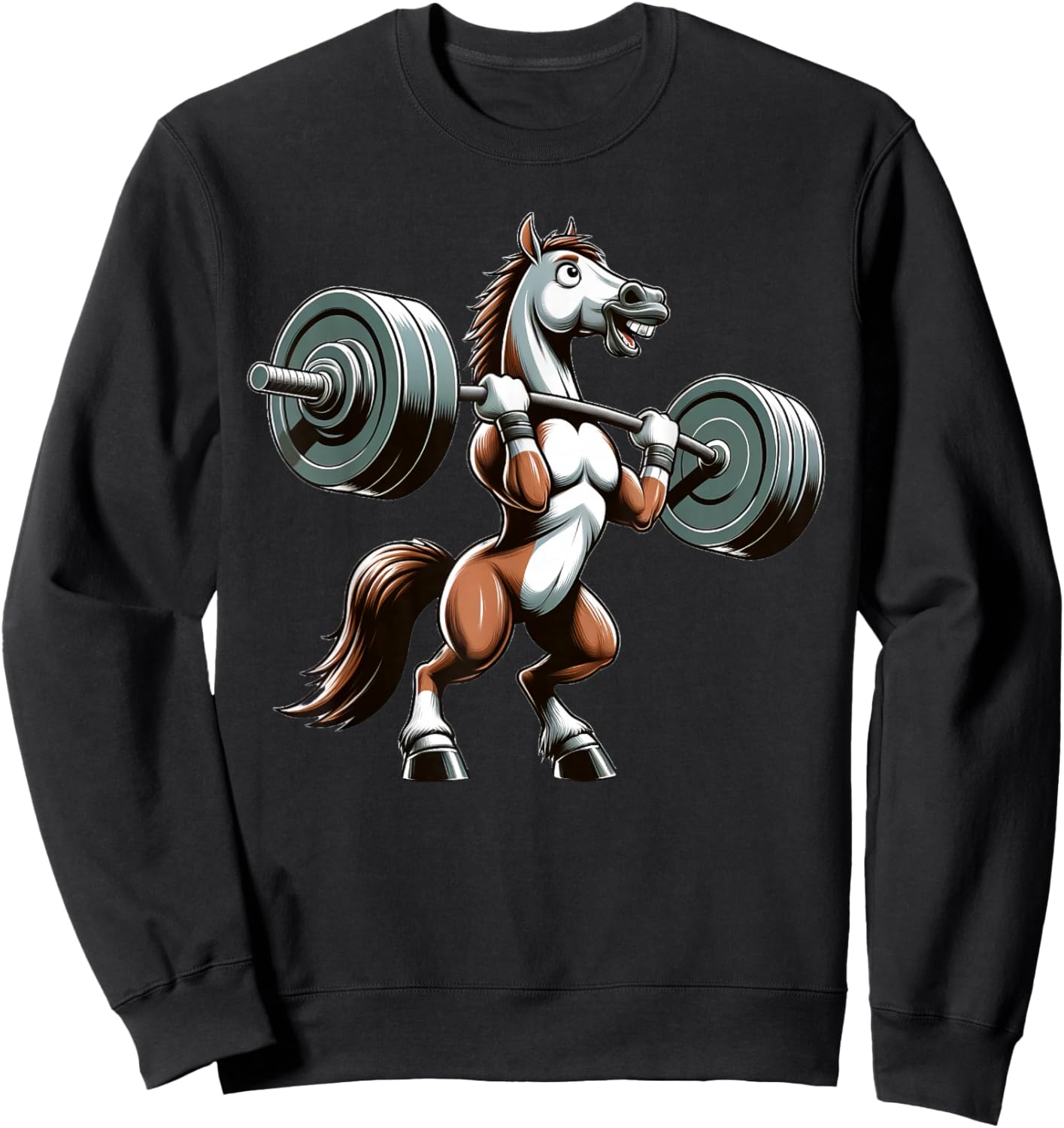 Horse Powerlifting Weightlifting Gym Workout Sweatshirt - Sweatshirt | Black