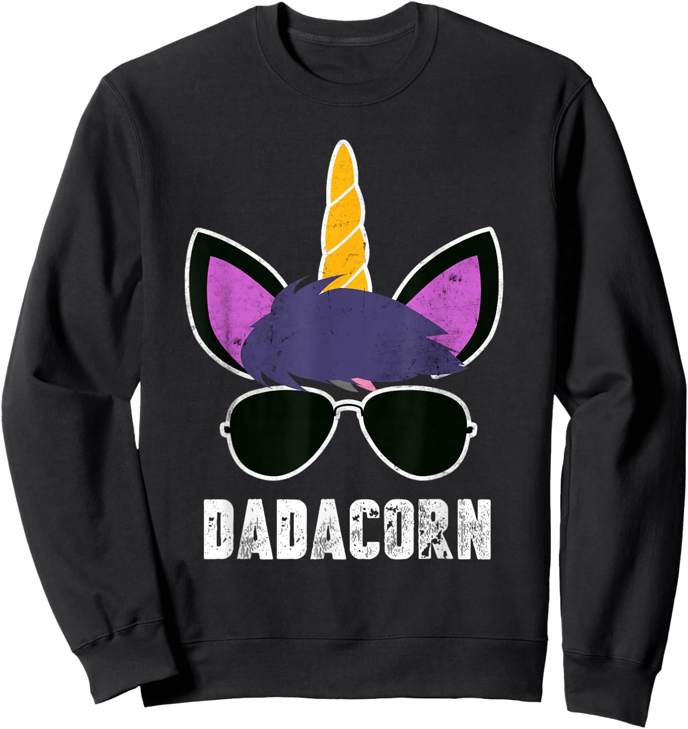 Dadacorn Unicorn Dad Father's Day Unicorn Daddy Sweatshirt - Sweatshirt | Black