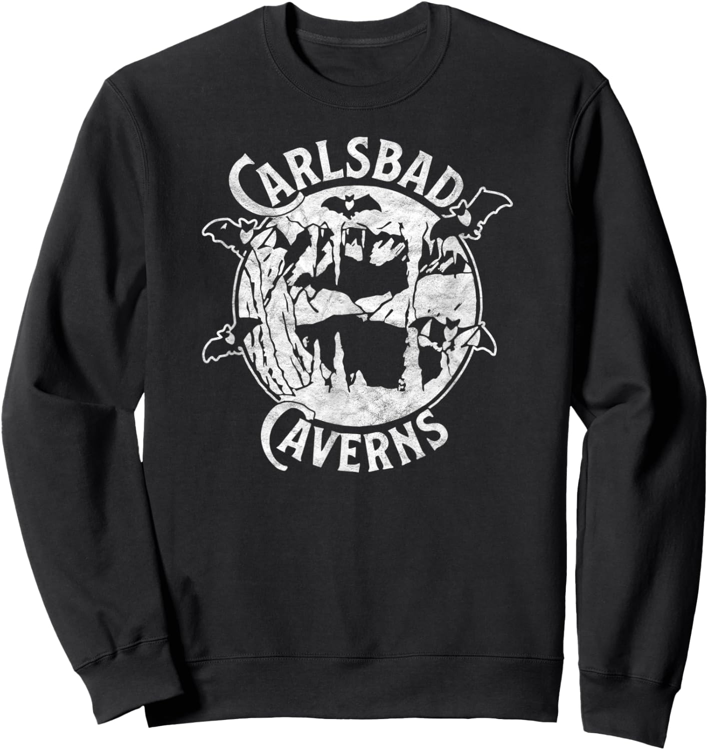 Carlsbad Caverns National Park Retro Cave & Bat Design Sweatshirt - Sweatshirt | Black