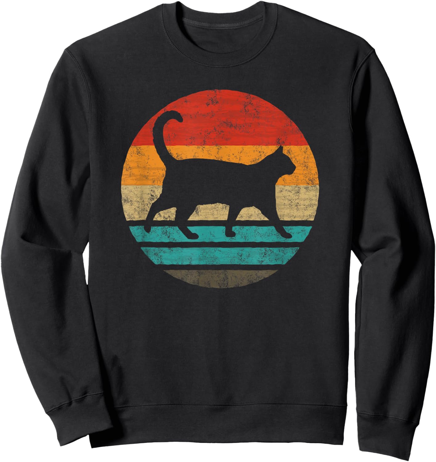 Cat Retro Style Vintage Sweatshirt - Sweatshirt | Black