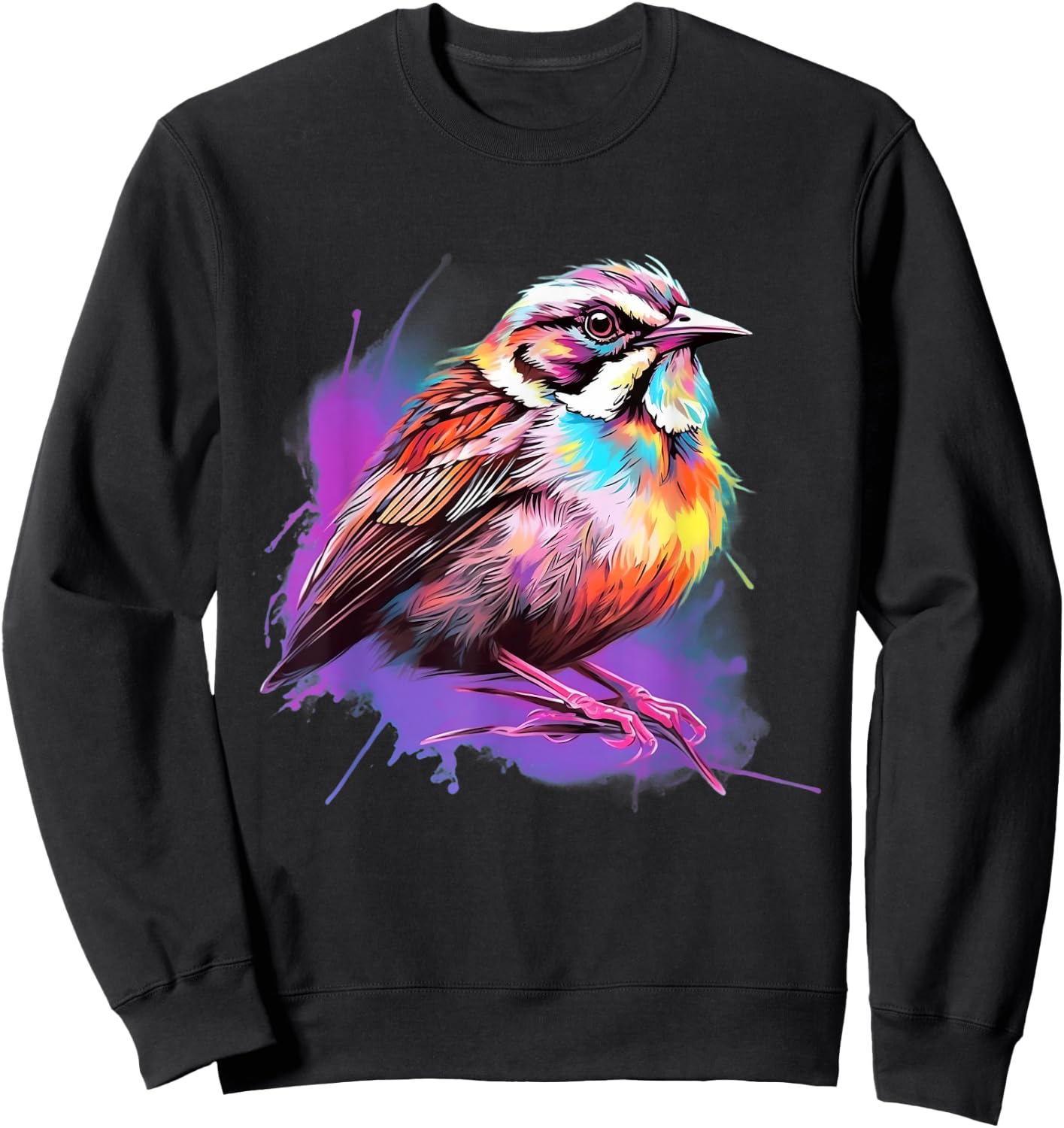 Vaporwave Aesthetic White Throated Sparrow Sweatshirt - Sweatshirt | Black