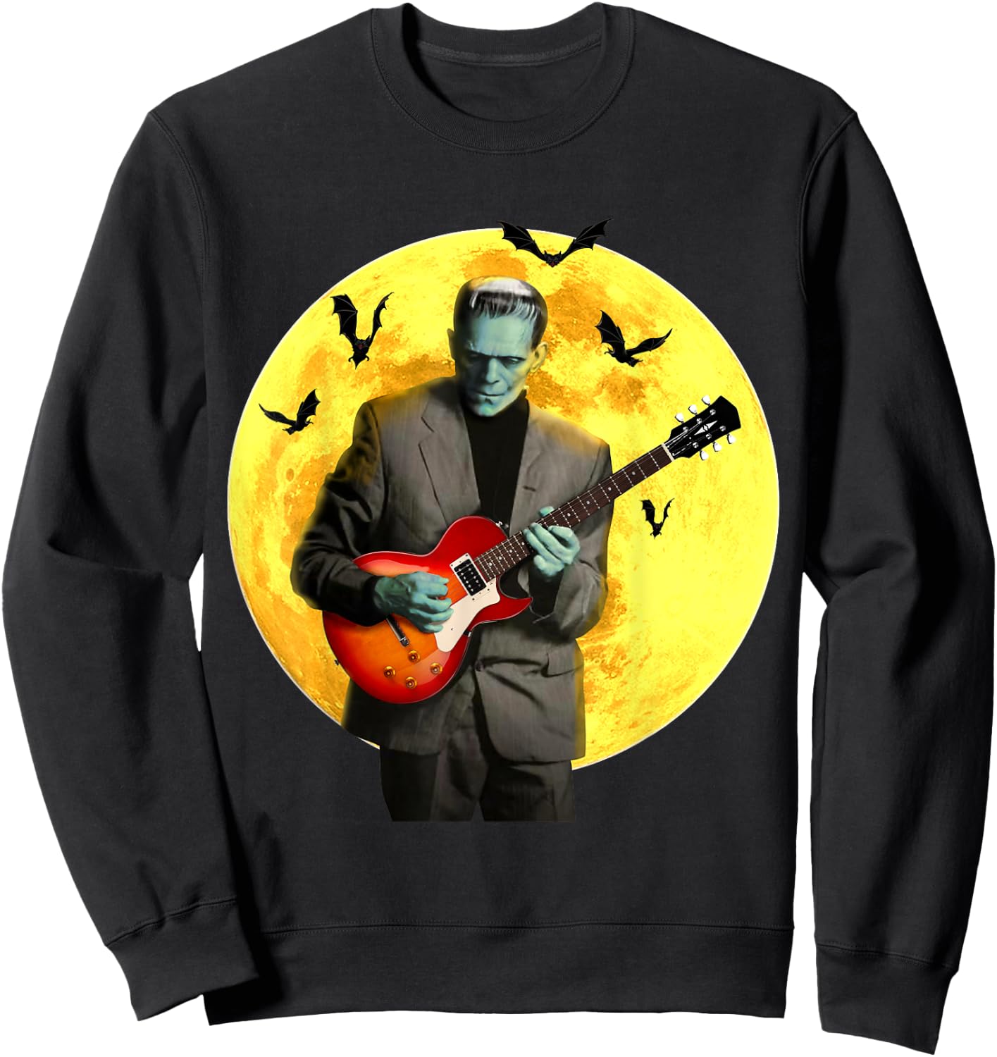 Frankenguitar Frankenstein Plays Electric Guitar Halloween Small Sweatshirt - Sweatshirt | Black