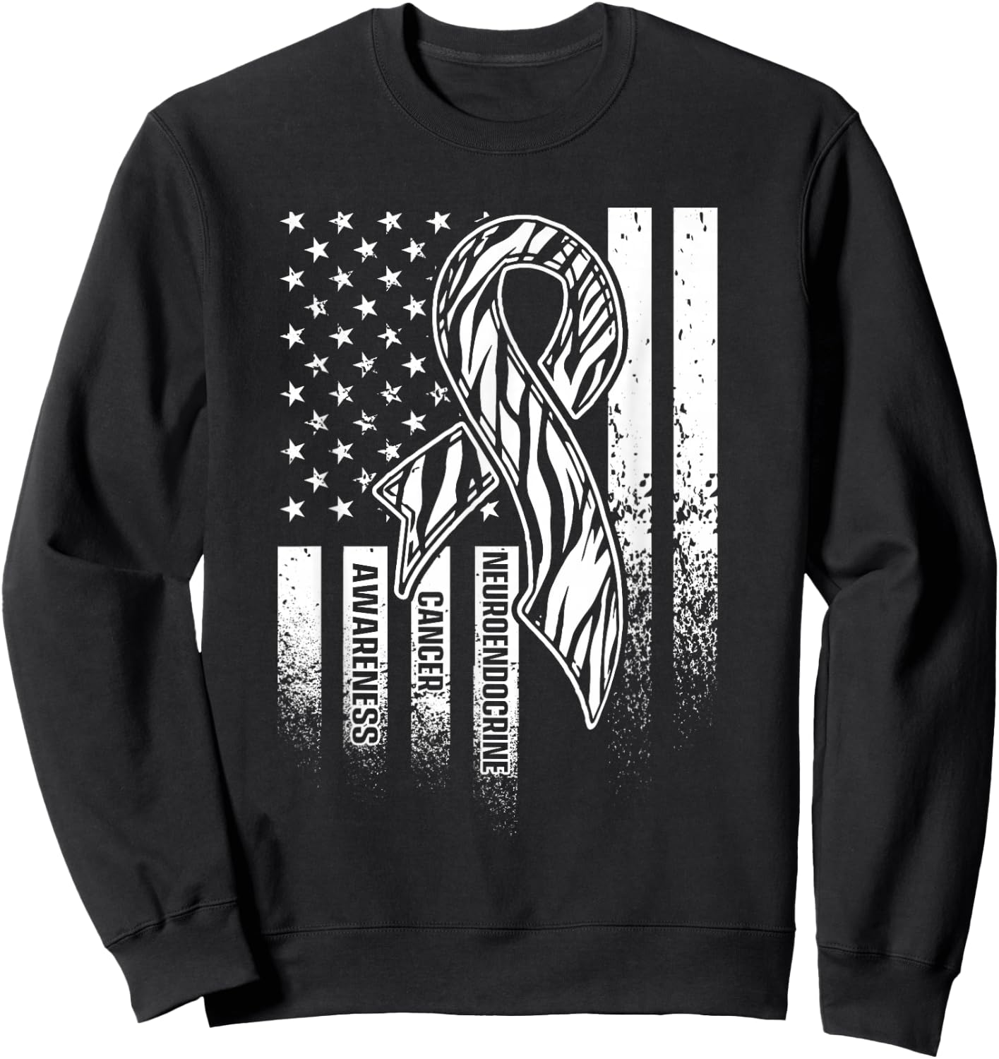 Neuroendocrine Cancer Survivor US Flag Warrior Sweatshirt - Sweatshirt | Black