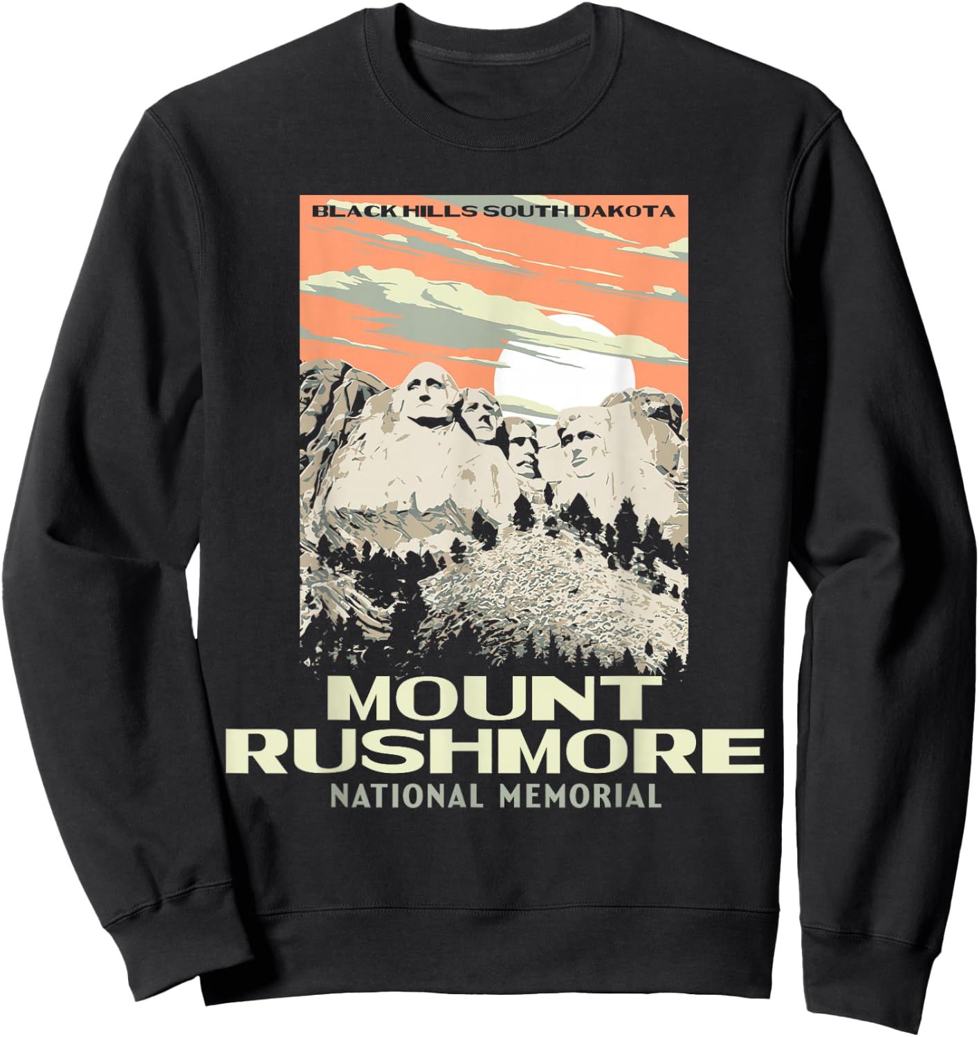 Mount Rushmore - South Dakota WPA Style Sweatshirt - Sweatshirt | Black