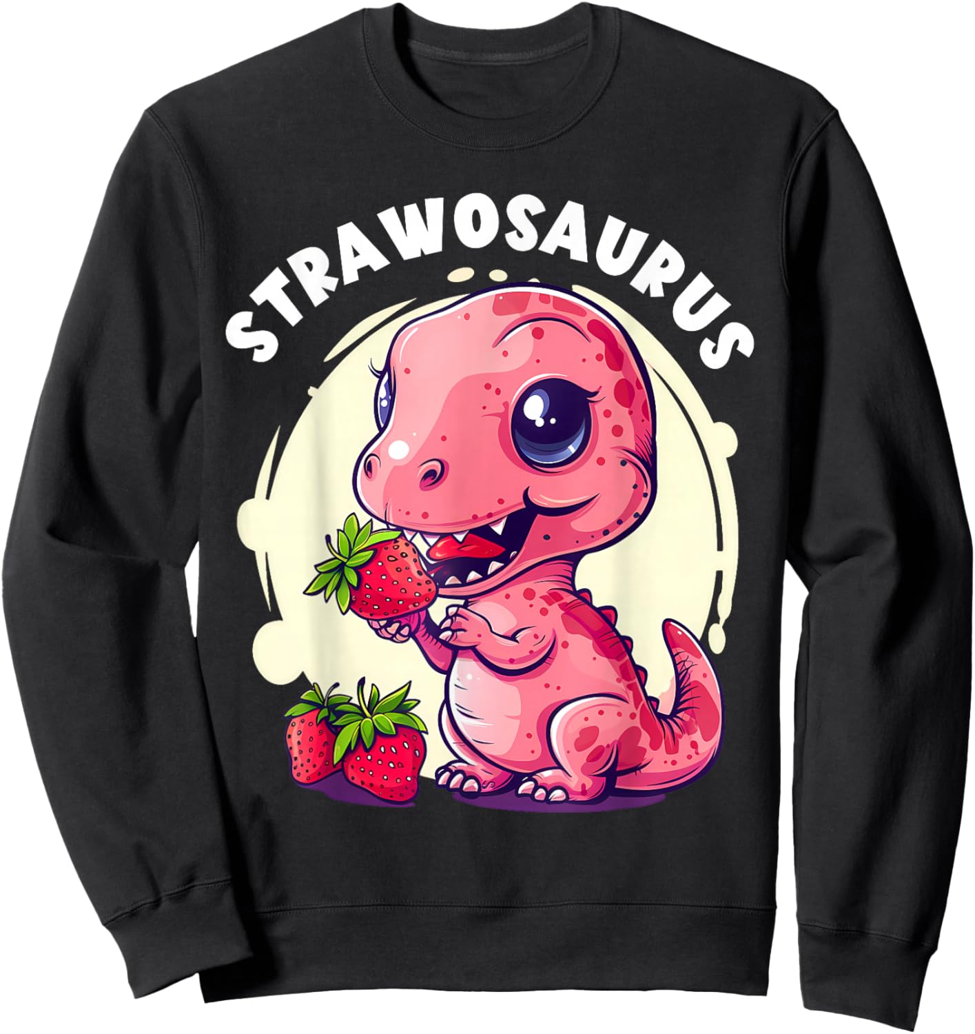 Strawberry Dinosaur Cute Dinosaur Strawberry Fruit T-Rex Sweatshirt - Sweatshirt | Black