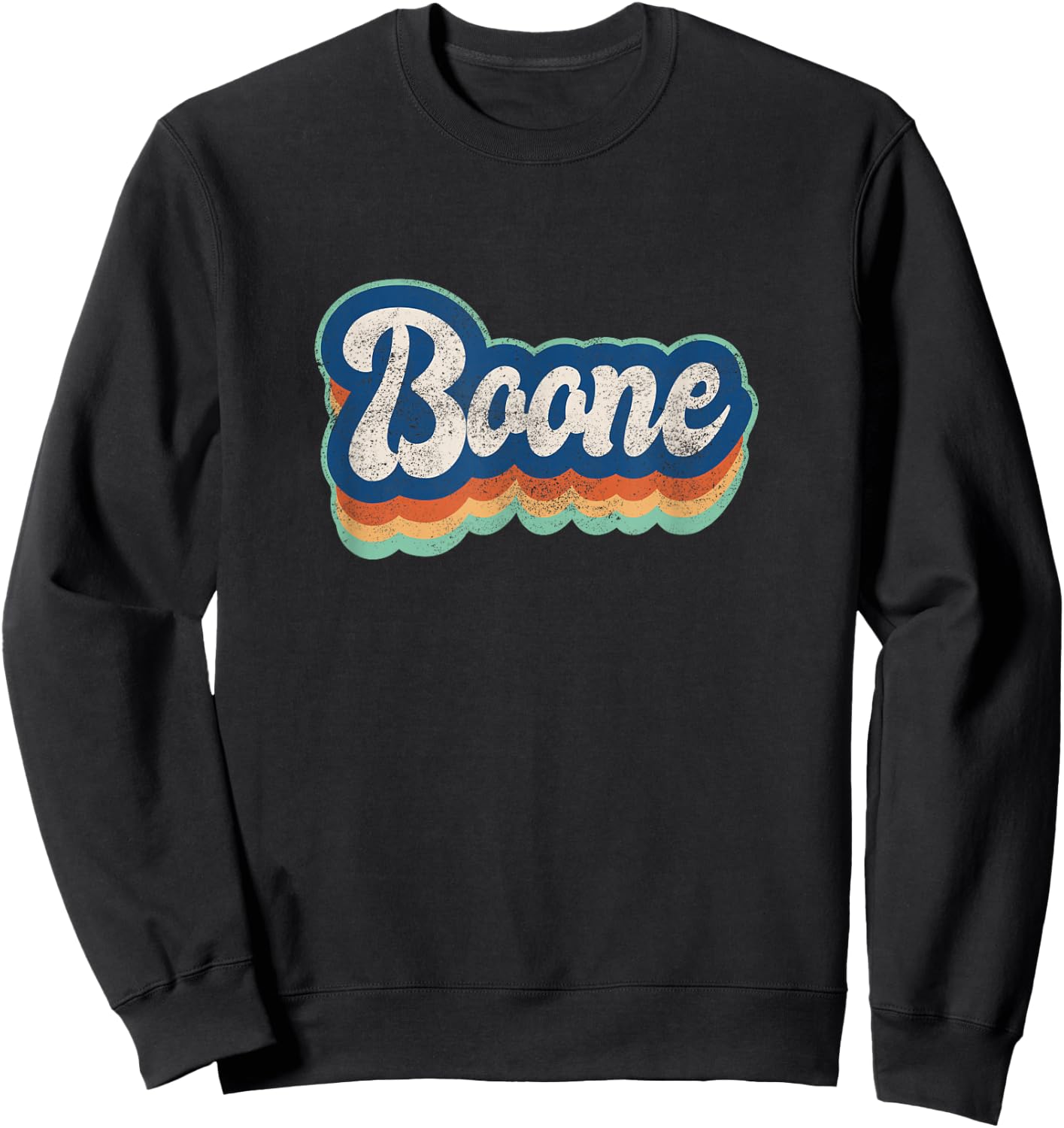 Boone First Name Boy Vintage Style 70s 80s Personalized Sweatshirt - Sweatshirt | Black