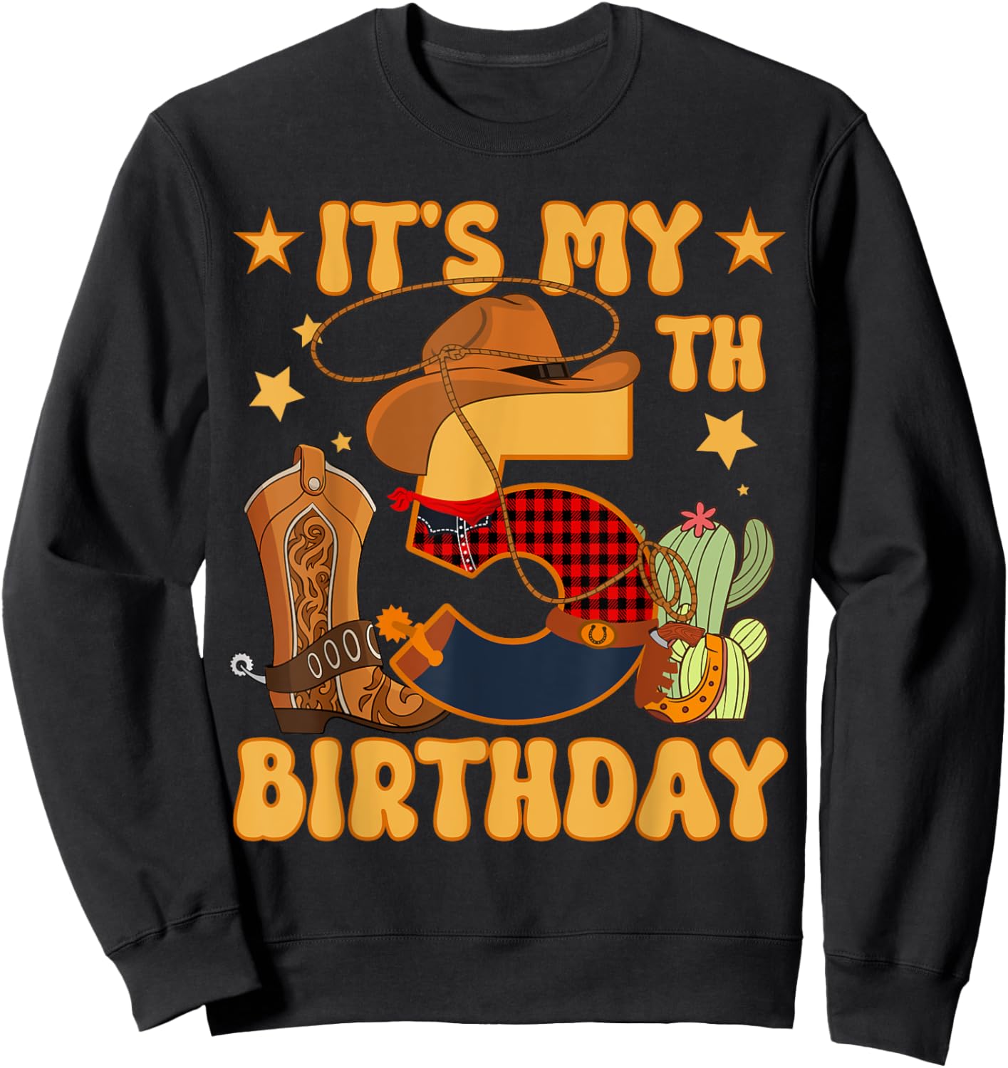 It's My 5th Birthday Cowboy Rodeo Horse 5 Year Old Bday Boy Sweatshirt - Sweatshirt | Black