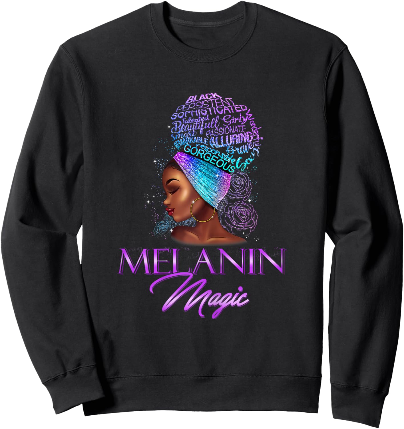 Melanin Magic Purple Black Womans Afro African Girls BLM Sweatshirt - Sweatshirt | Black