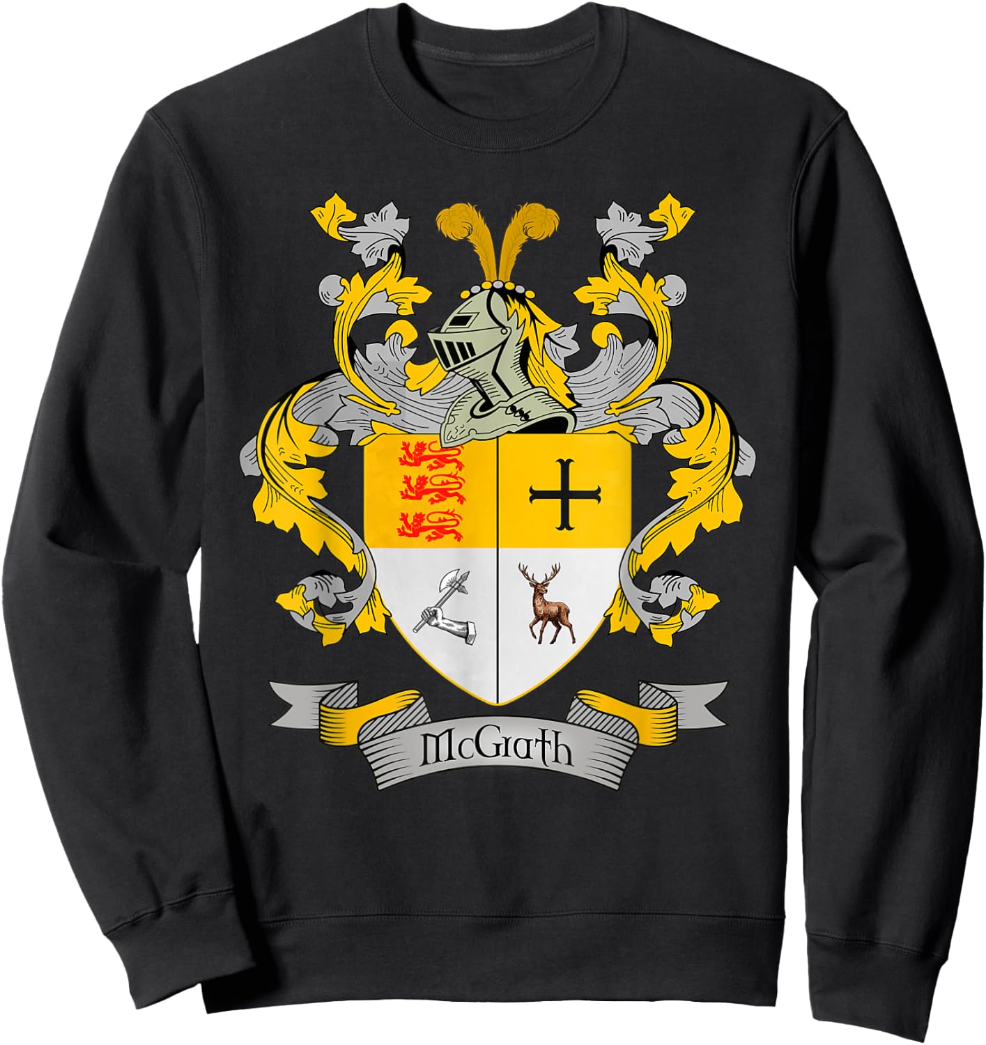 McGrath Coat of Arms | McGrath Surname Family Crest Sweatshirt - Sweatshirt | Black