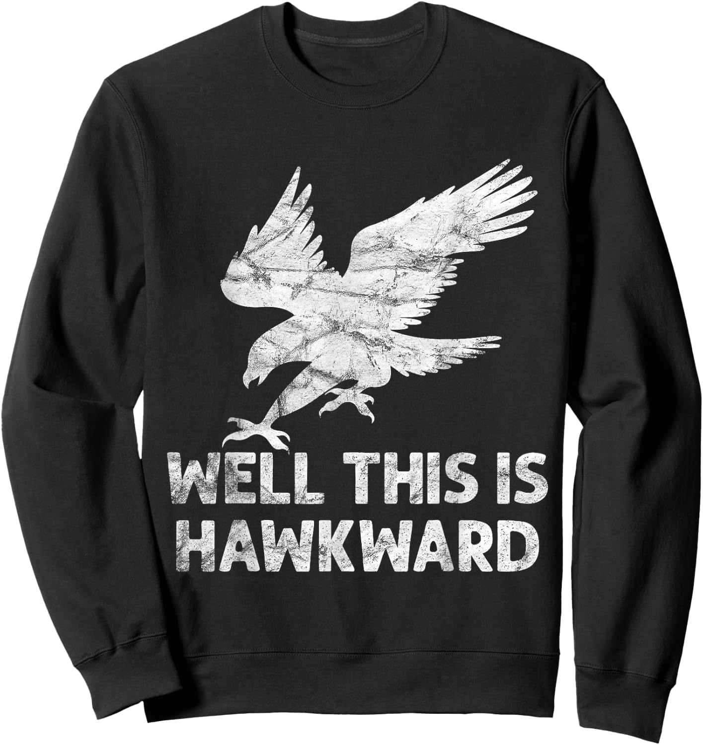 Well This is Hawkward Vintage Hawk Bird Sweatshirt - Sweatshirt | Black