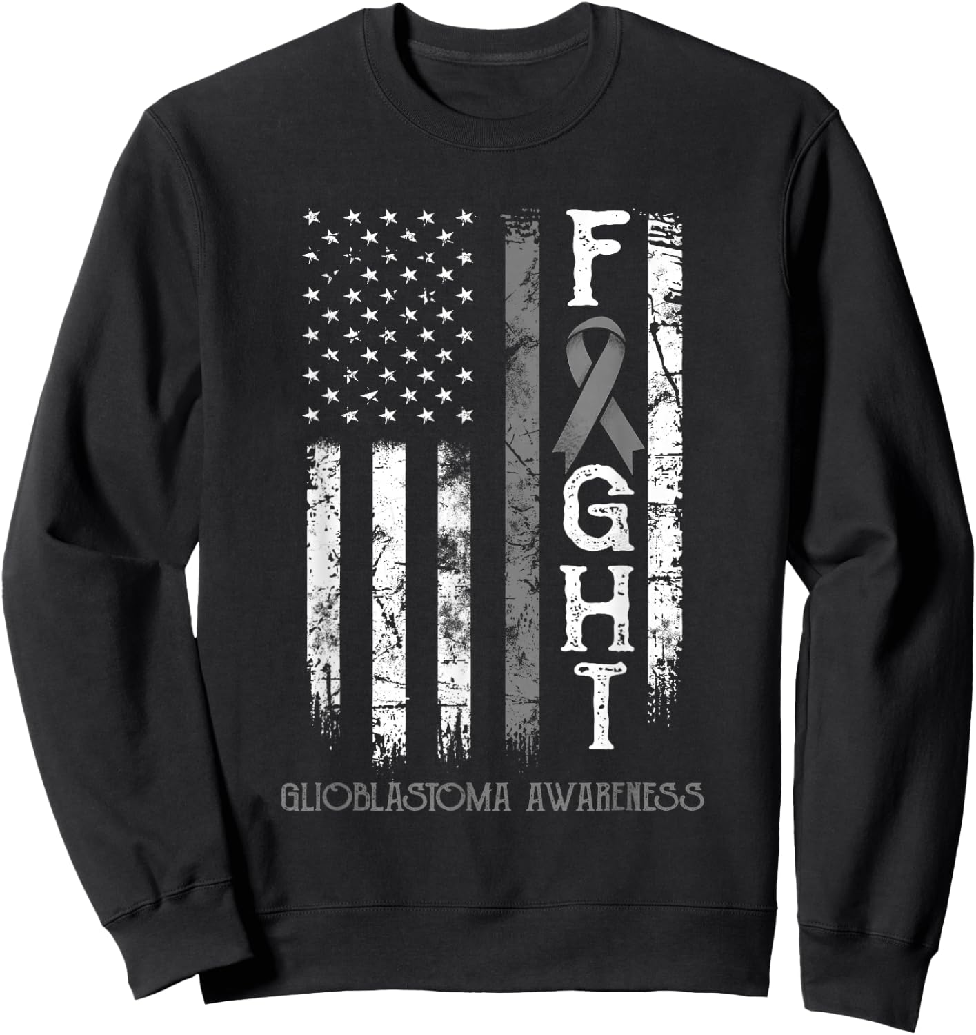 Glioblastoma Warrior US Flag Sweatshirt - Sweatshirt | Black