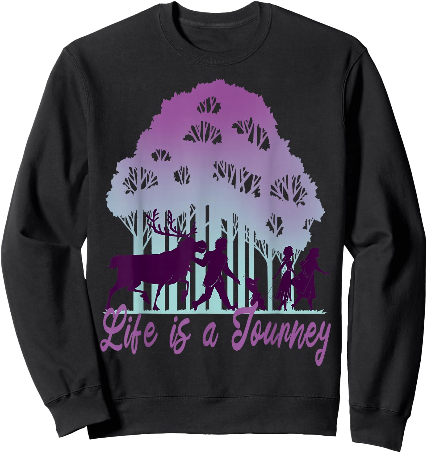 Disney Frozen 2 Life Is A Journey Forest Silhouette Text Sweatshirt - Sweatshirt | Black