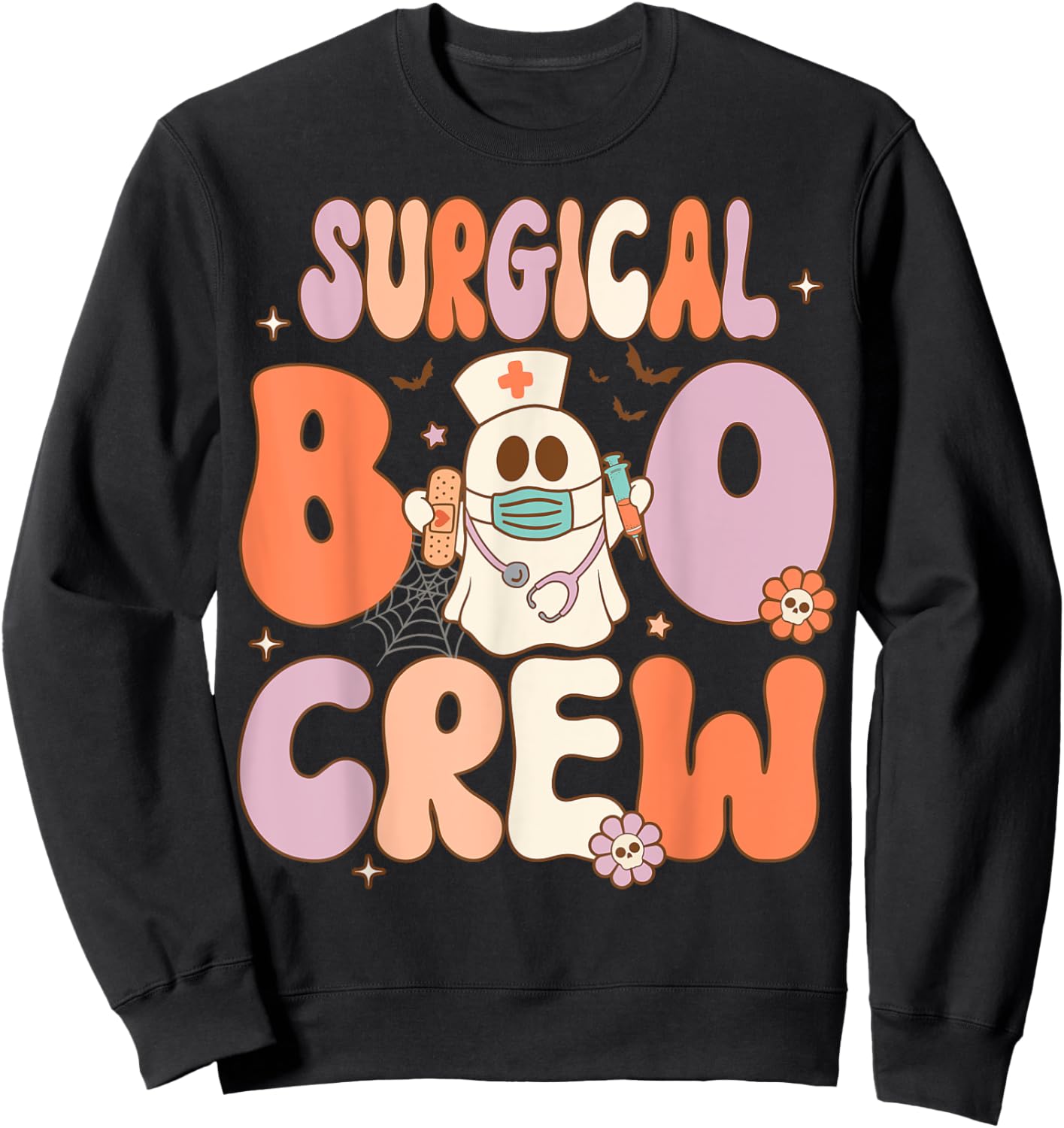 Surgical Boo Crew Nurse Funny Halloween Easy Costume Sweatshirt - Sweatshirt | Black