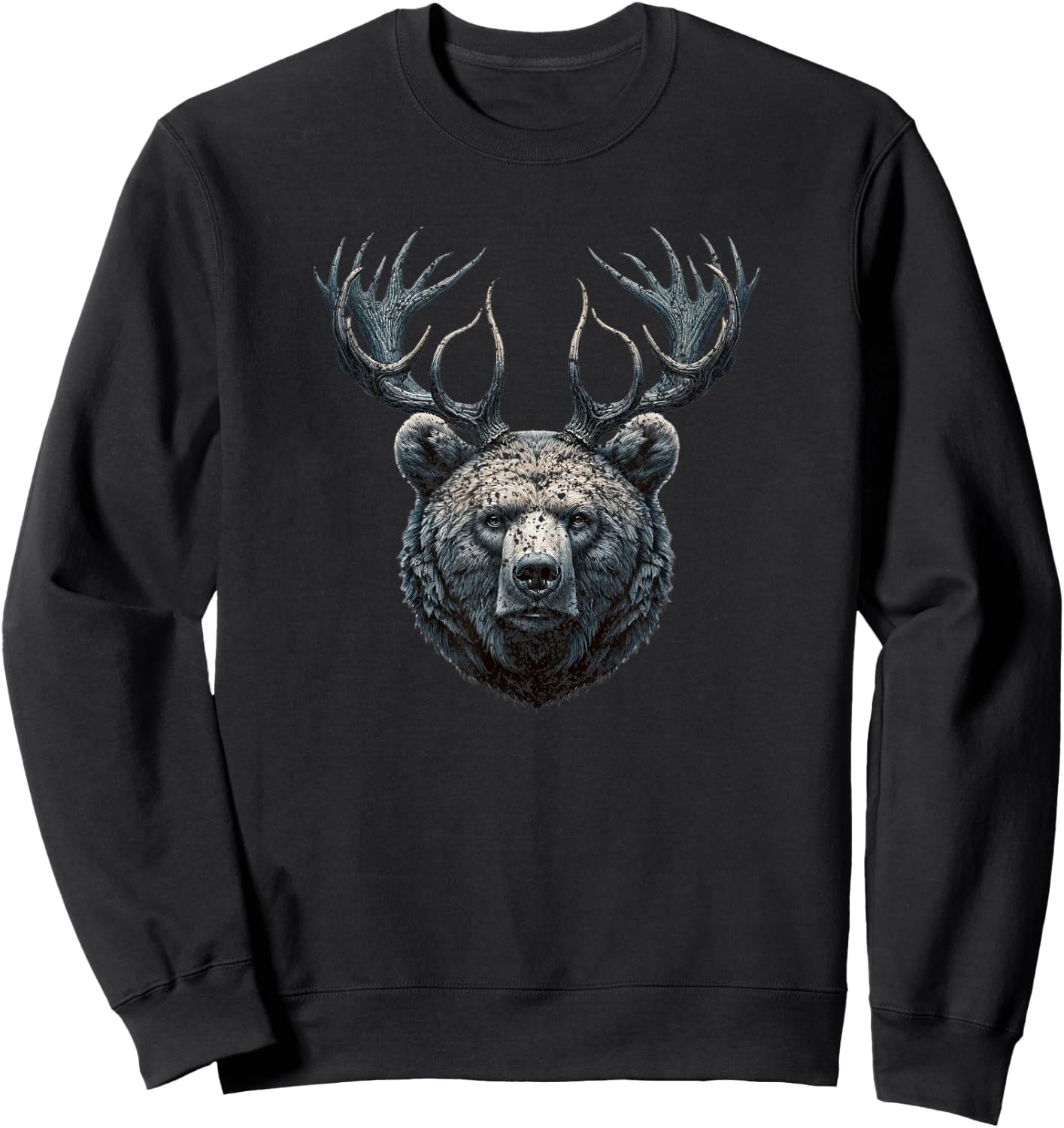 Beer Bear With Antlers Deer Grizzly Bear Beer Sweatshirt - Sweatshirt | Black